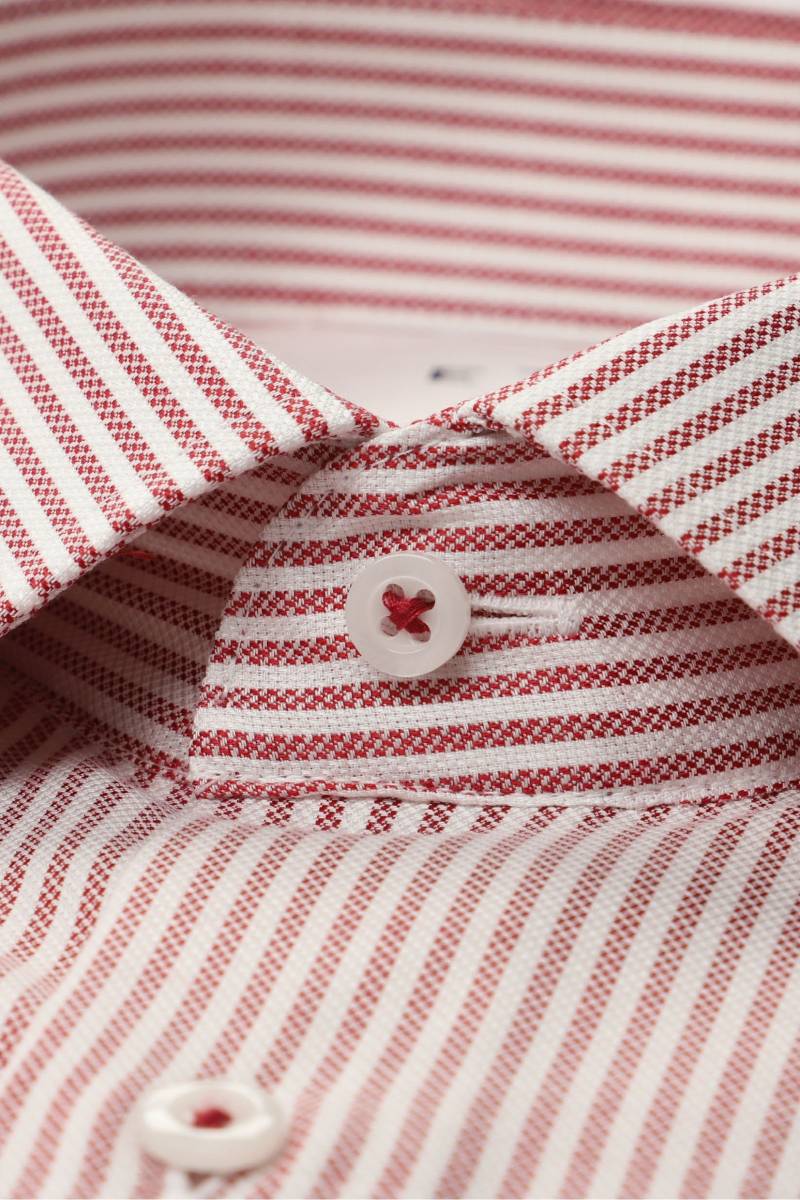 ETERNA Comfort Fit Tencel Hemd weinrot, Gestreift