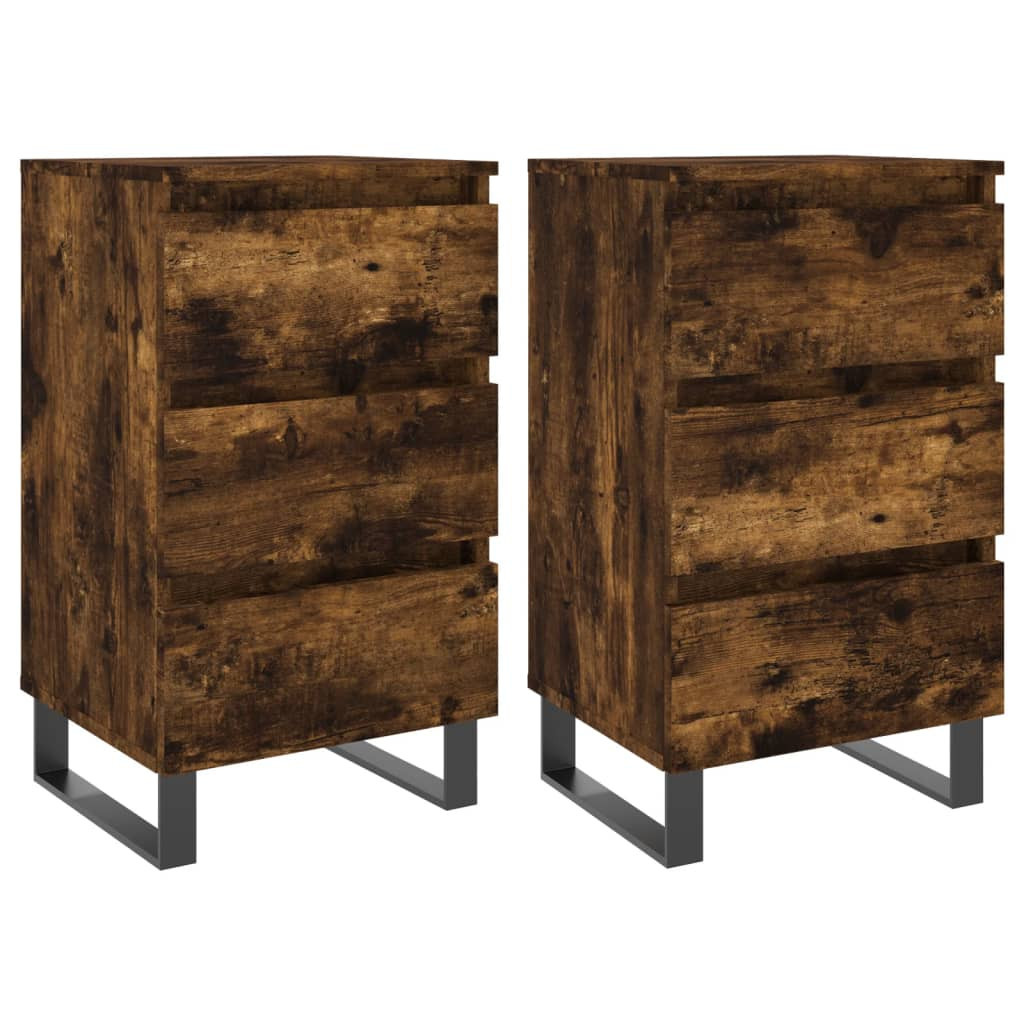 2x Szafka Nocna Stolik Komoda Brązowa z Szufladą Do Sypialni 40x35x69 cm