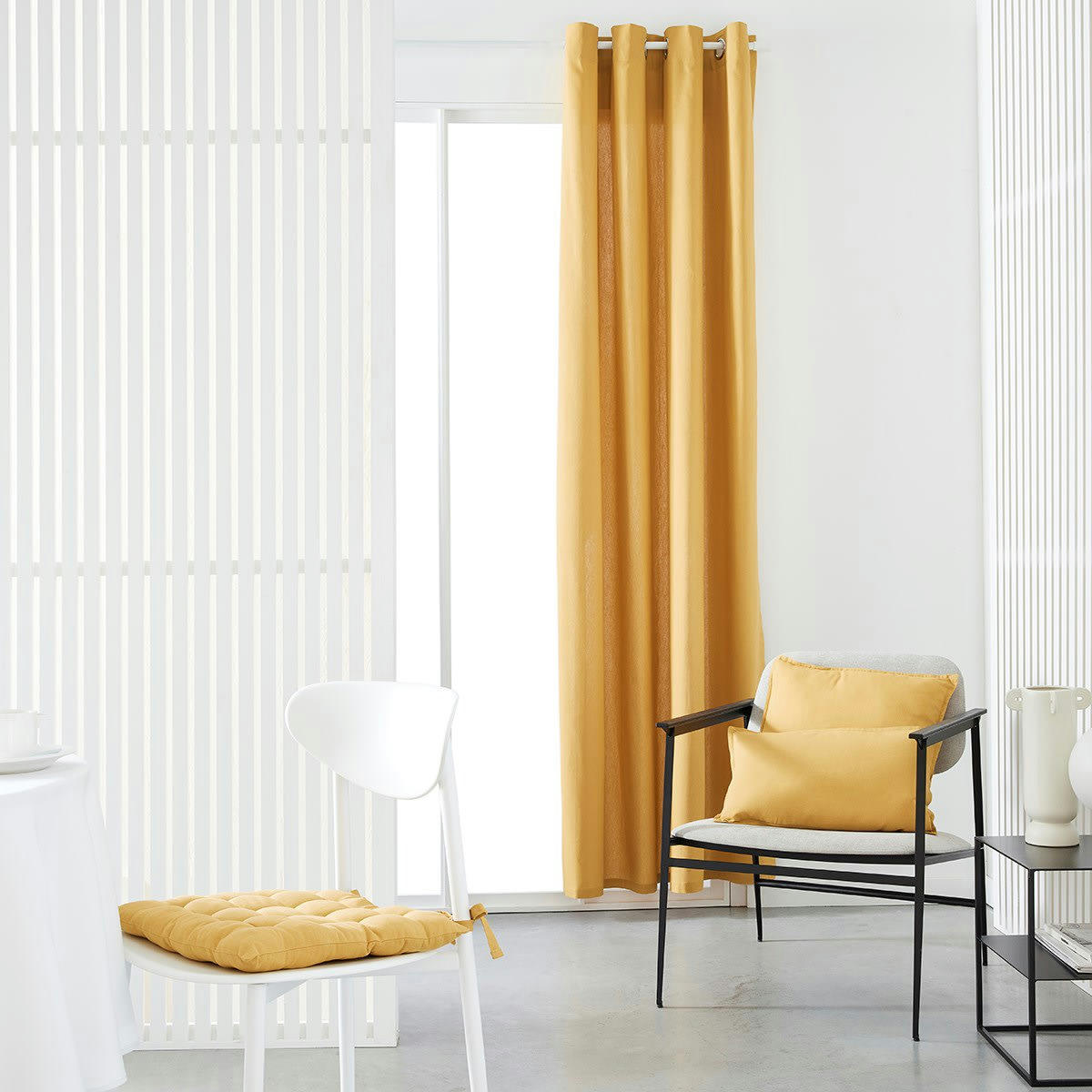 ESSENTIAL PANAMA - Rideau œillets en Viscose Jaune 140x240 cm