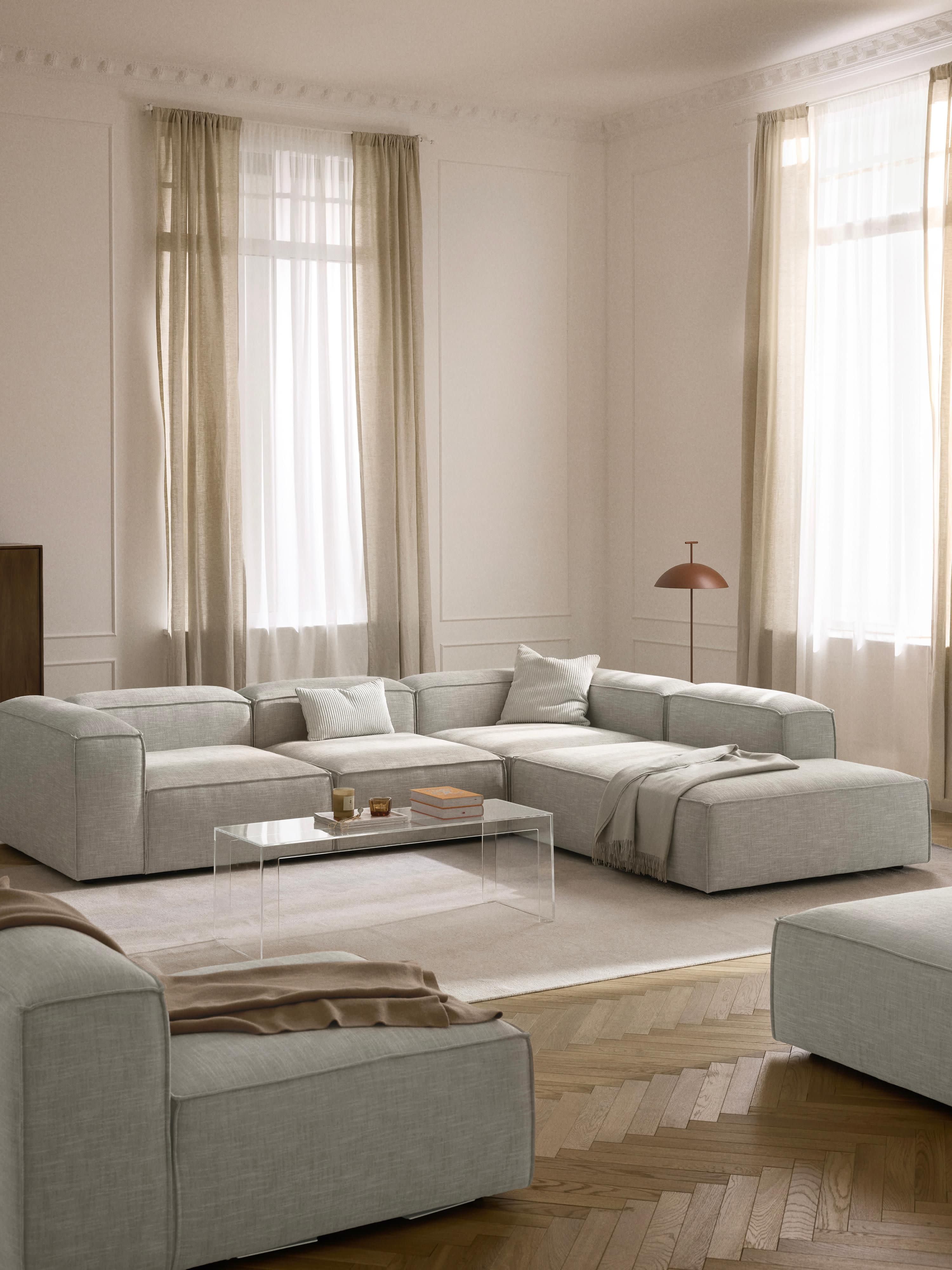 Modulares XL-Ecksofa Lennon (4-Sitzer) aus Leinen-Mix