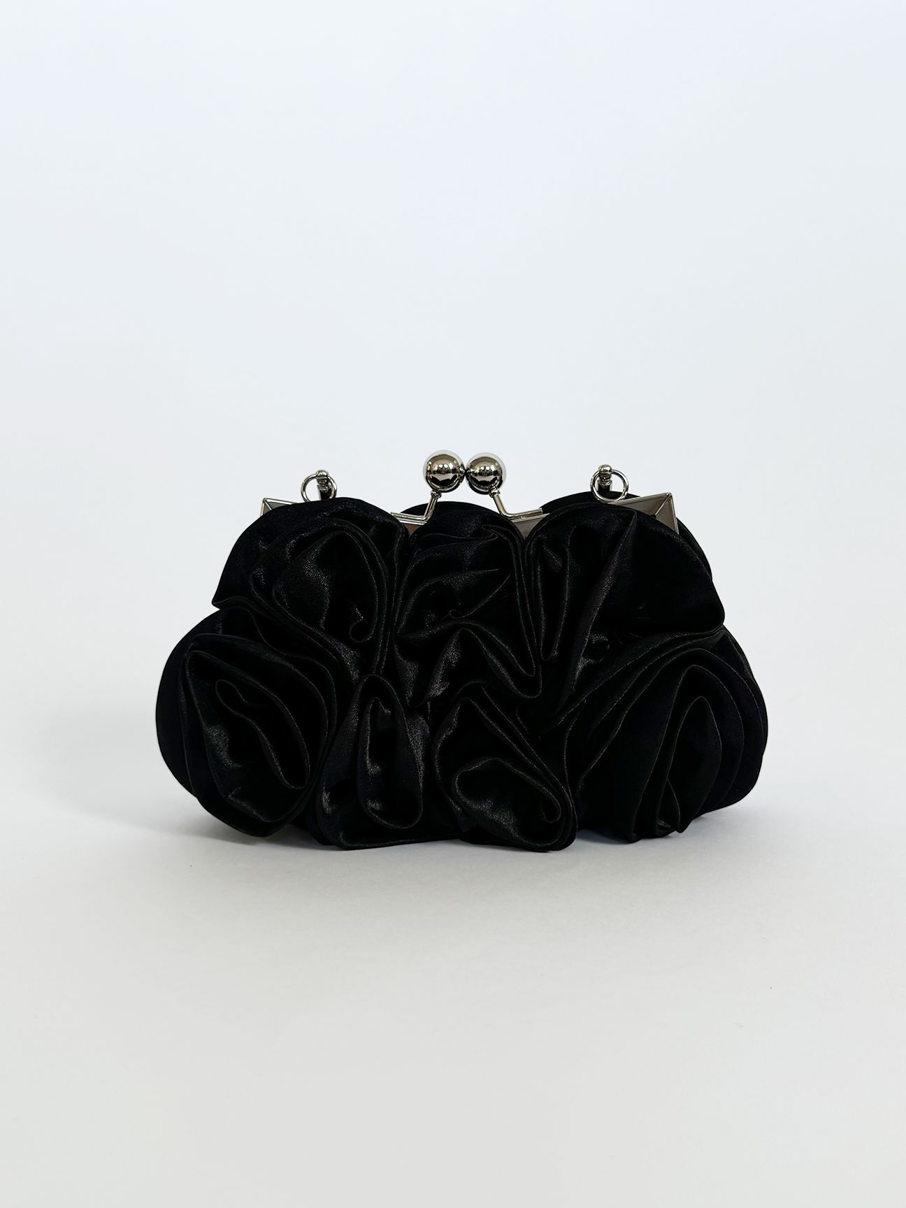 SVNX 3D Rose Clutch Bag in Black