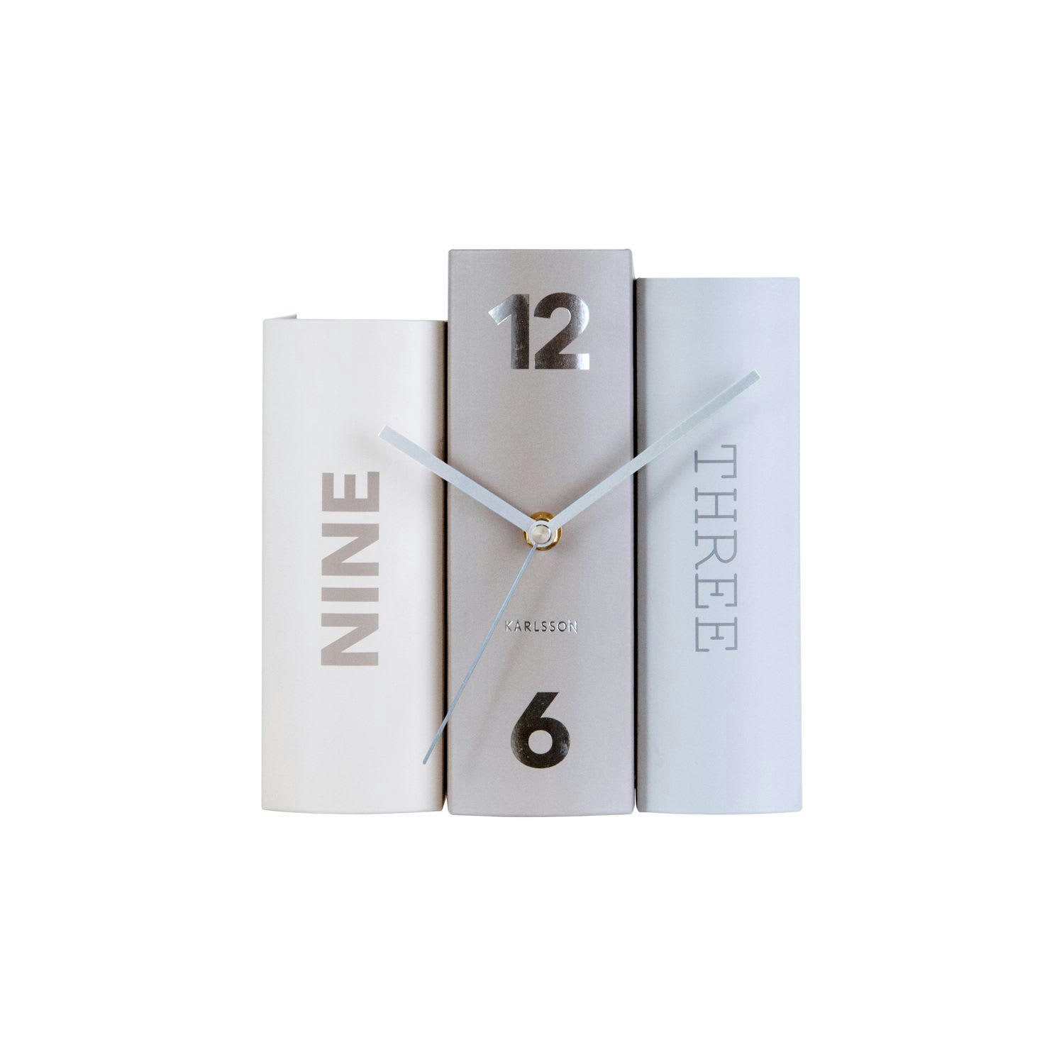 BOOK - Horloge à poser trompe-l’œil gris