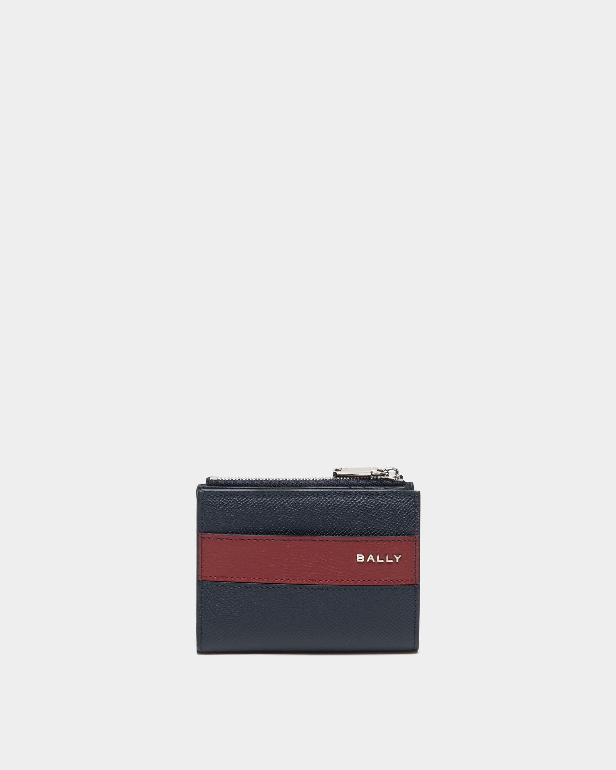 Zweiteilige Bally Essential Geldbörse aus genarbtem Leder in Navy Blue