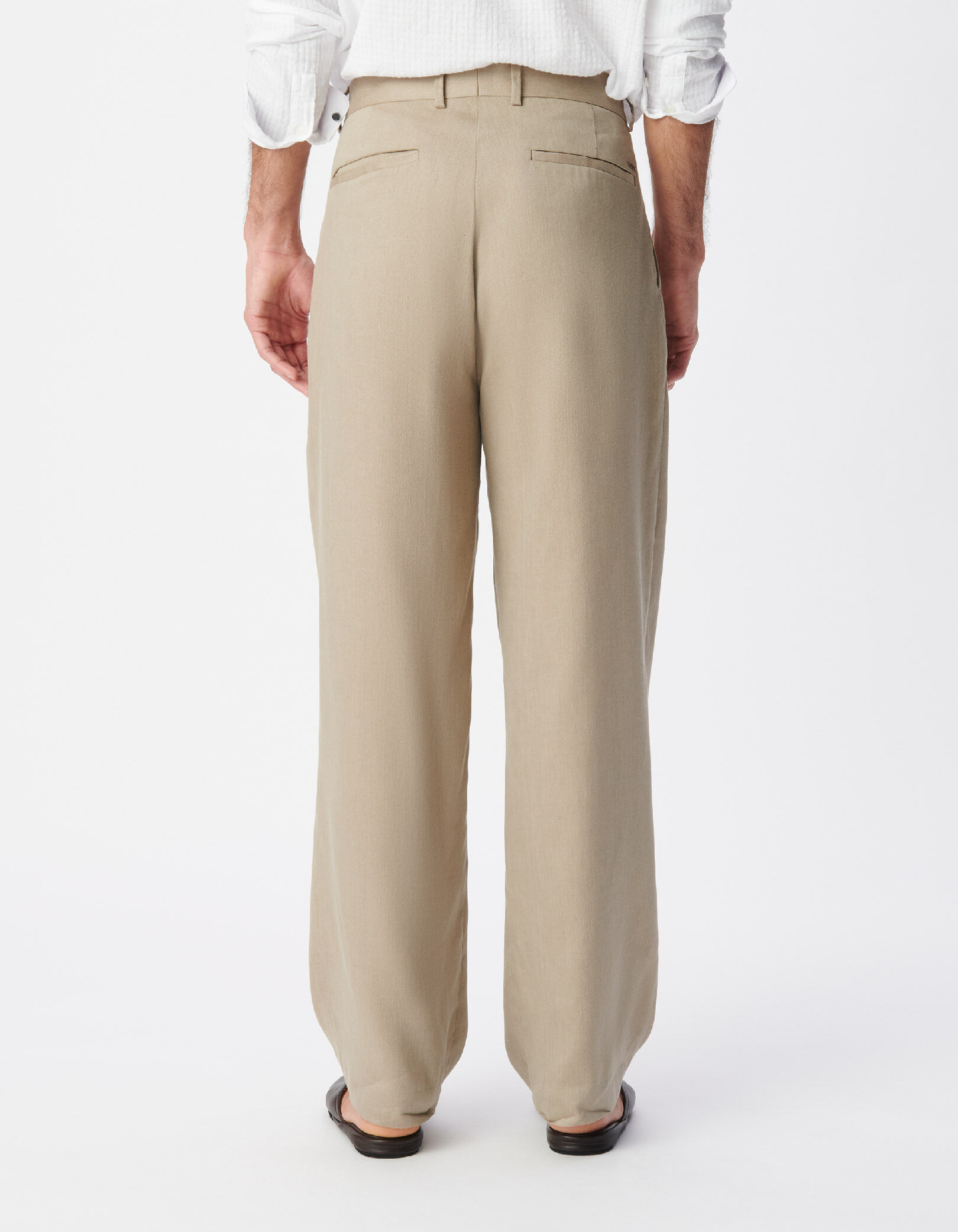 Pantalon de costume beige foncé lin mélangé Homme