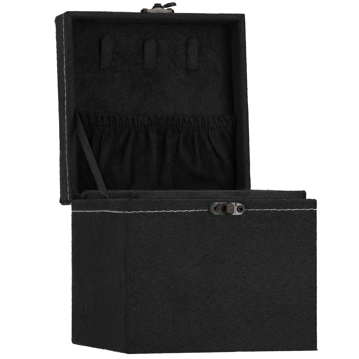 Szkatułka na biżuterię 12x12x12 cm czarny welurowy organizer