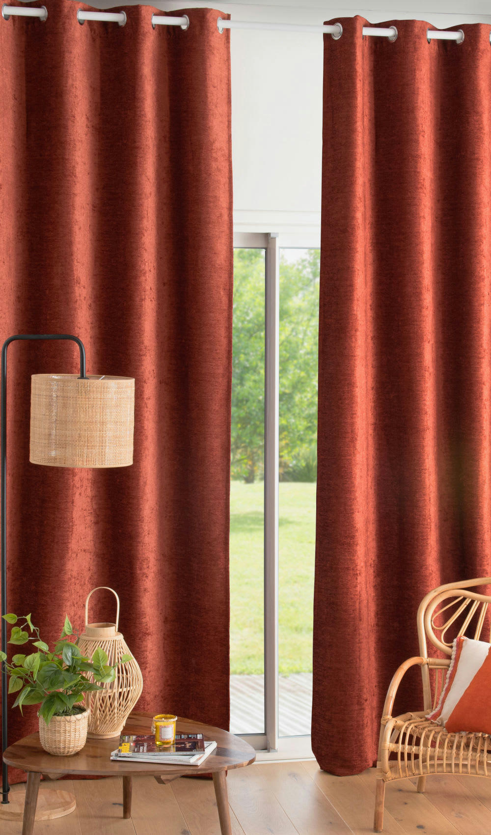 VINTAGE VELVET - Rideau à œillets en velours terracotta à l