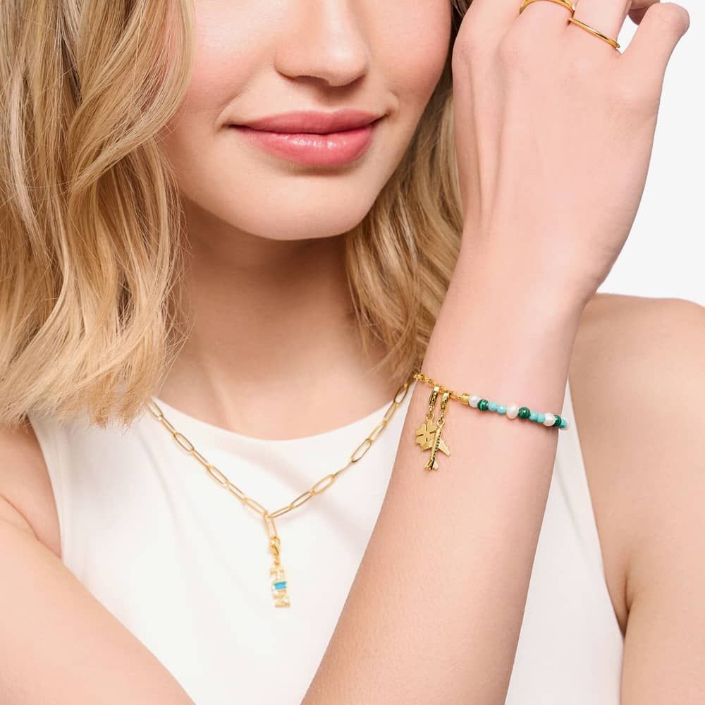 THOMAS SABO Gold Plated Multi-Stone 19cm Bead Charm Bracelet A2130-140-7-17