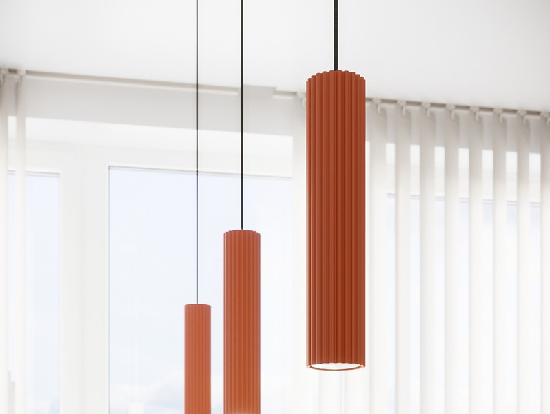 Lampa wisząca Karbon 3-punktowa aluminiowa 98 cm czerwona