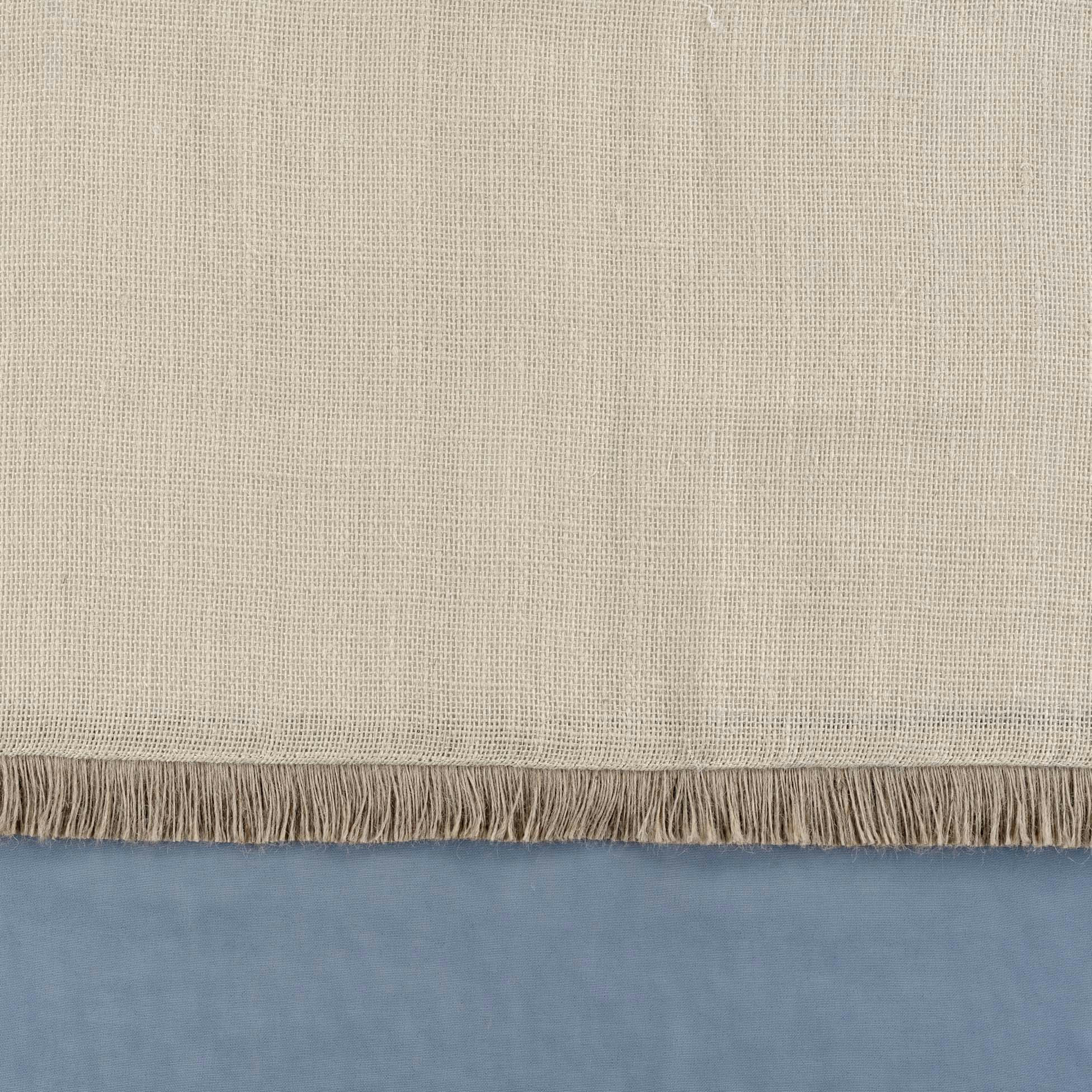 - Voilage tamisant bi-matière top jute polyester bleu 240 x 140