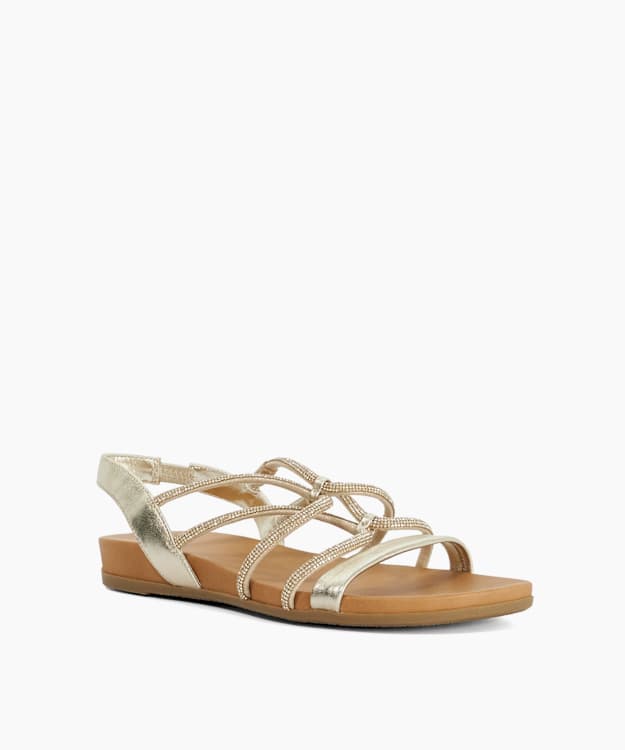 Lyrically Gold - Flat Strappy Sandals