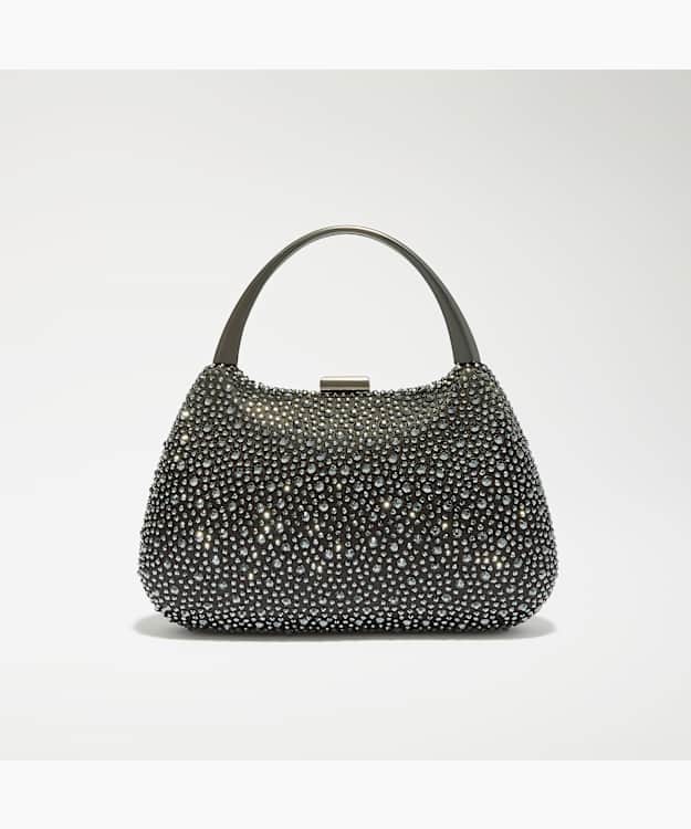 Beamings Black - Metal Handle Embellished Bag