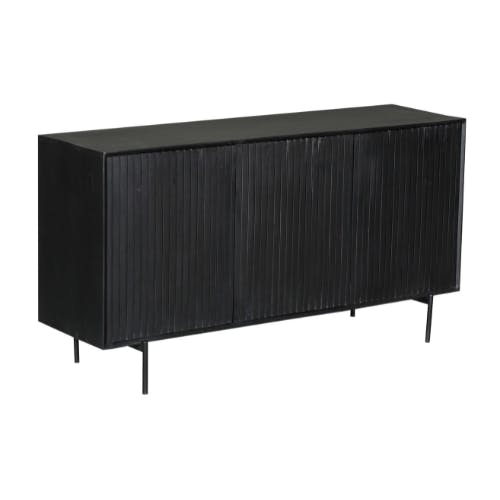 Buffet bois noir 3 portes rainurées 165 cm CORTINA