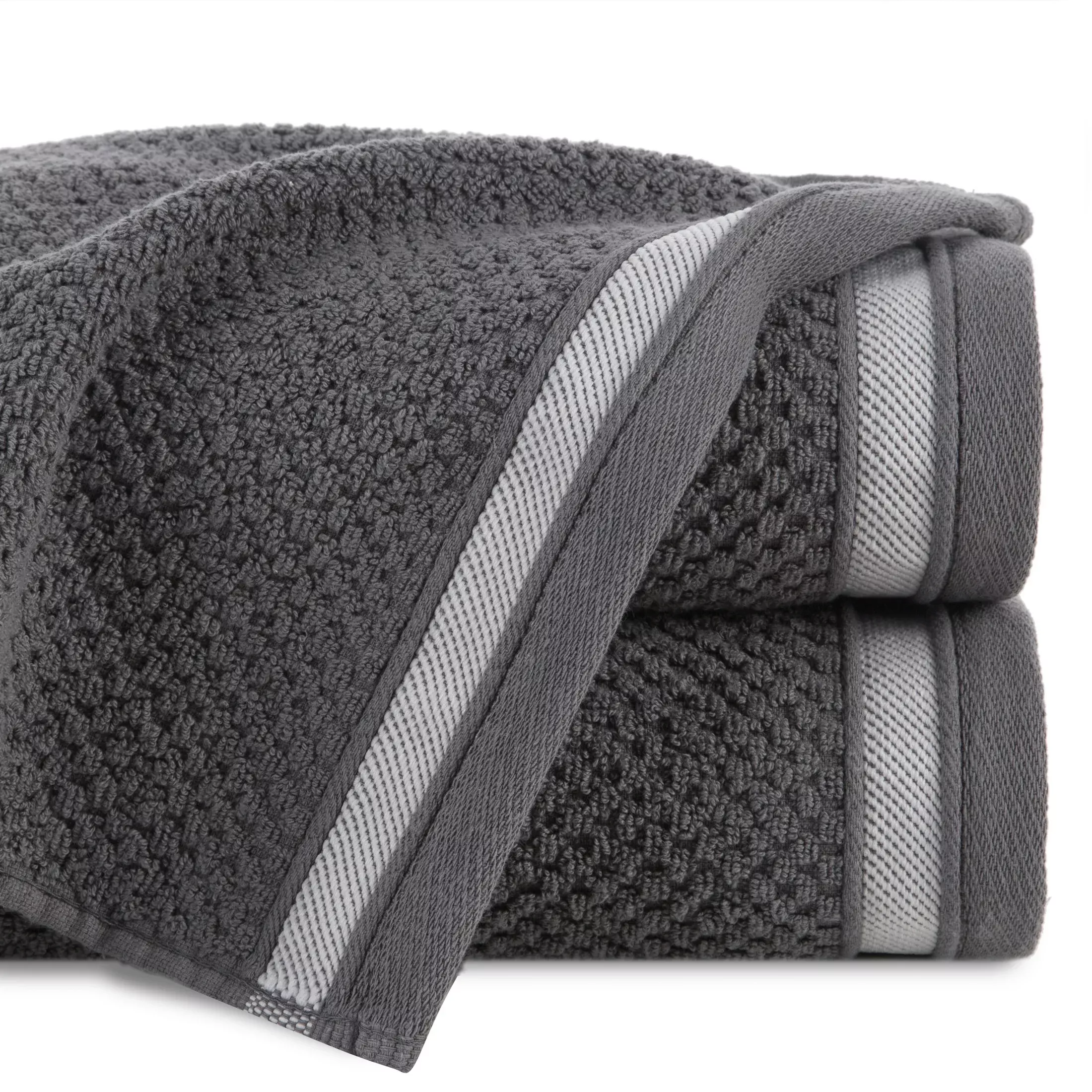 Ręcznik do rąk 30x50 cm bawełniany kolor stalowy w pasy 500 g/m2 MADLEN