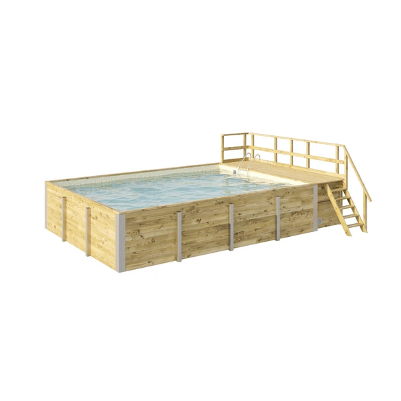 Massivholzpool »595«, grün/braun, BxHxL: 416 x 116 x 644 cm