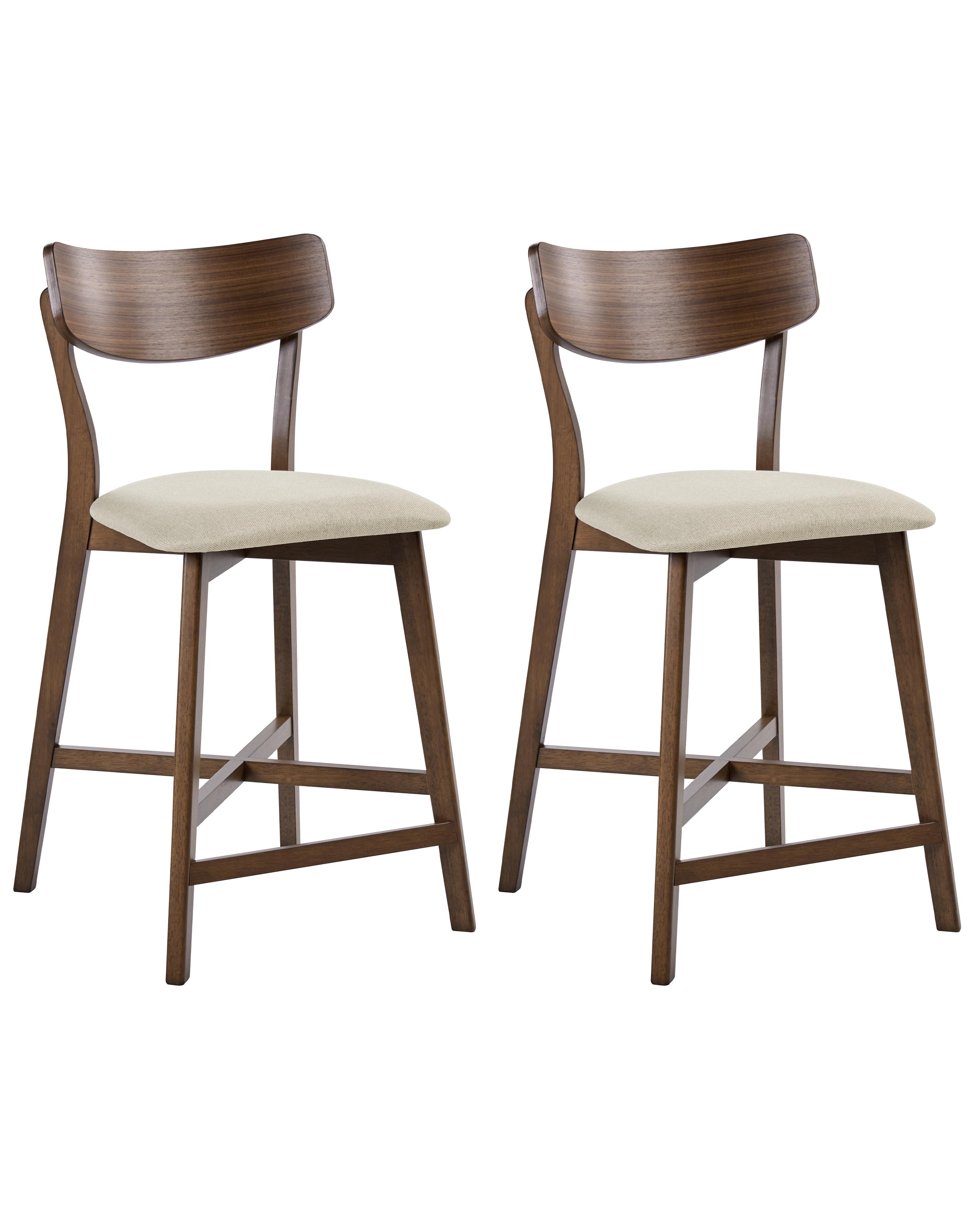 Set of 2 Dining Chairs HOPE Wood Brown/ Beige