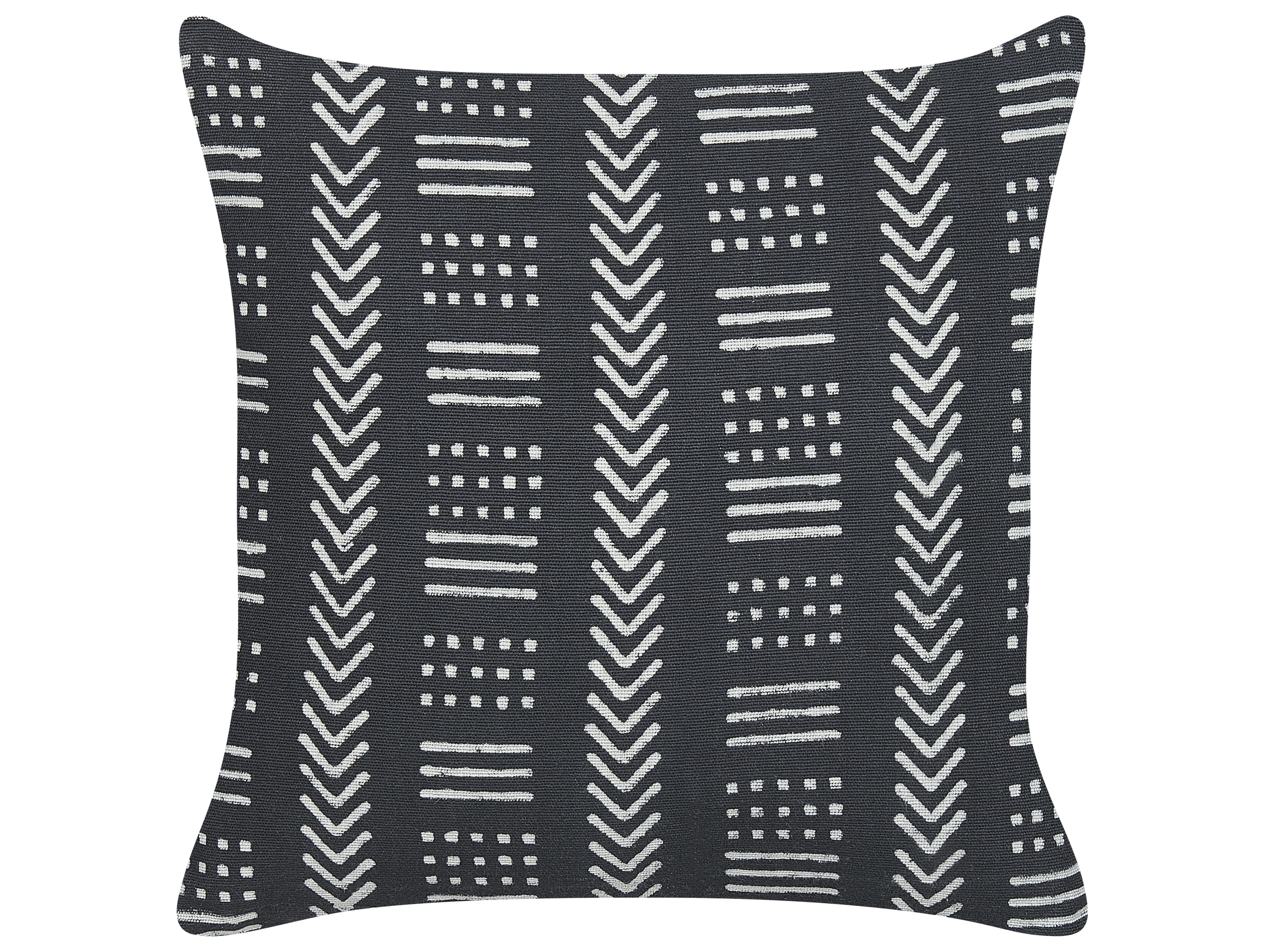 Throw Cushion BENZOIN Cotton 45 x 45 cm Black Geometric Pattern