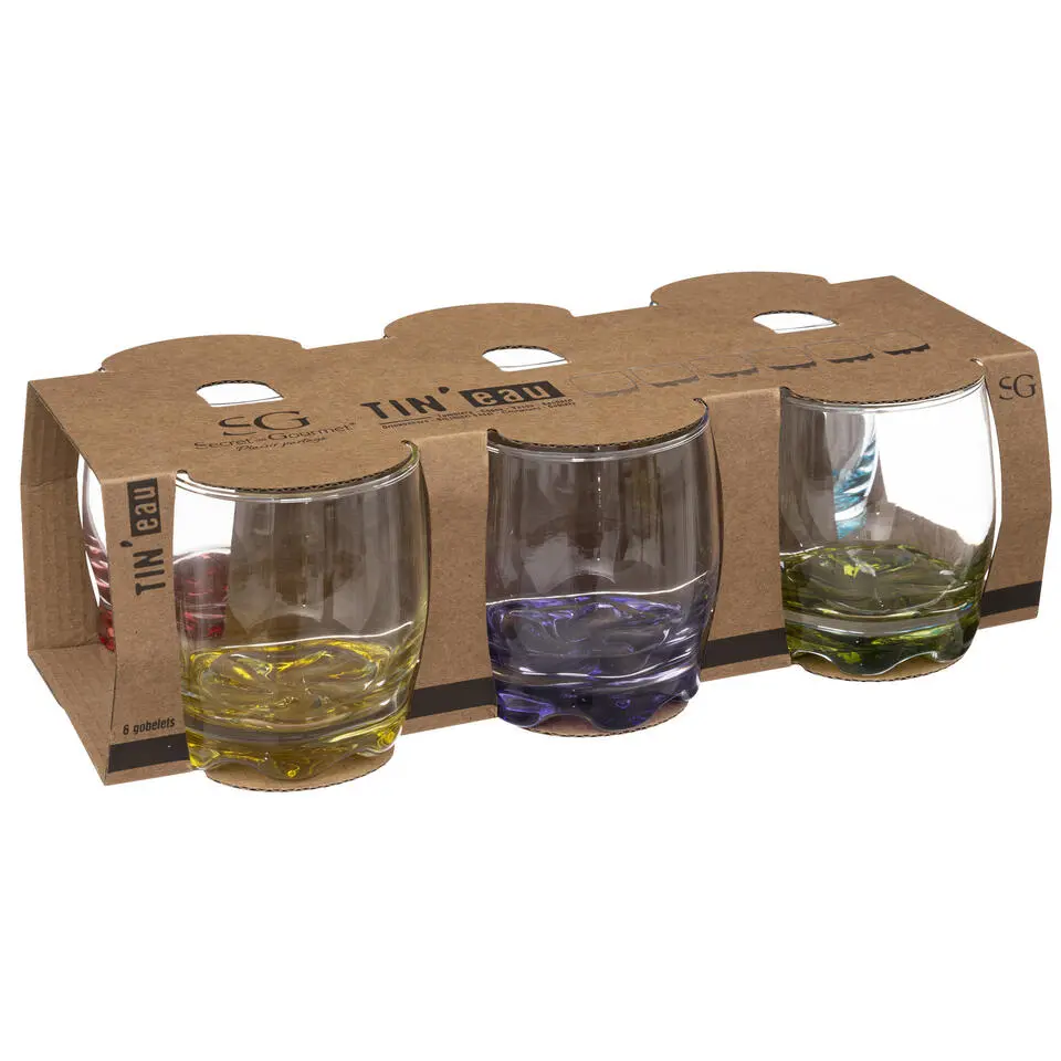Secret de Gourmet Drinkglazen - 6x - waterglazen - 310 ml - mix