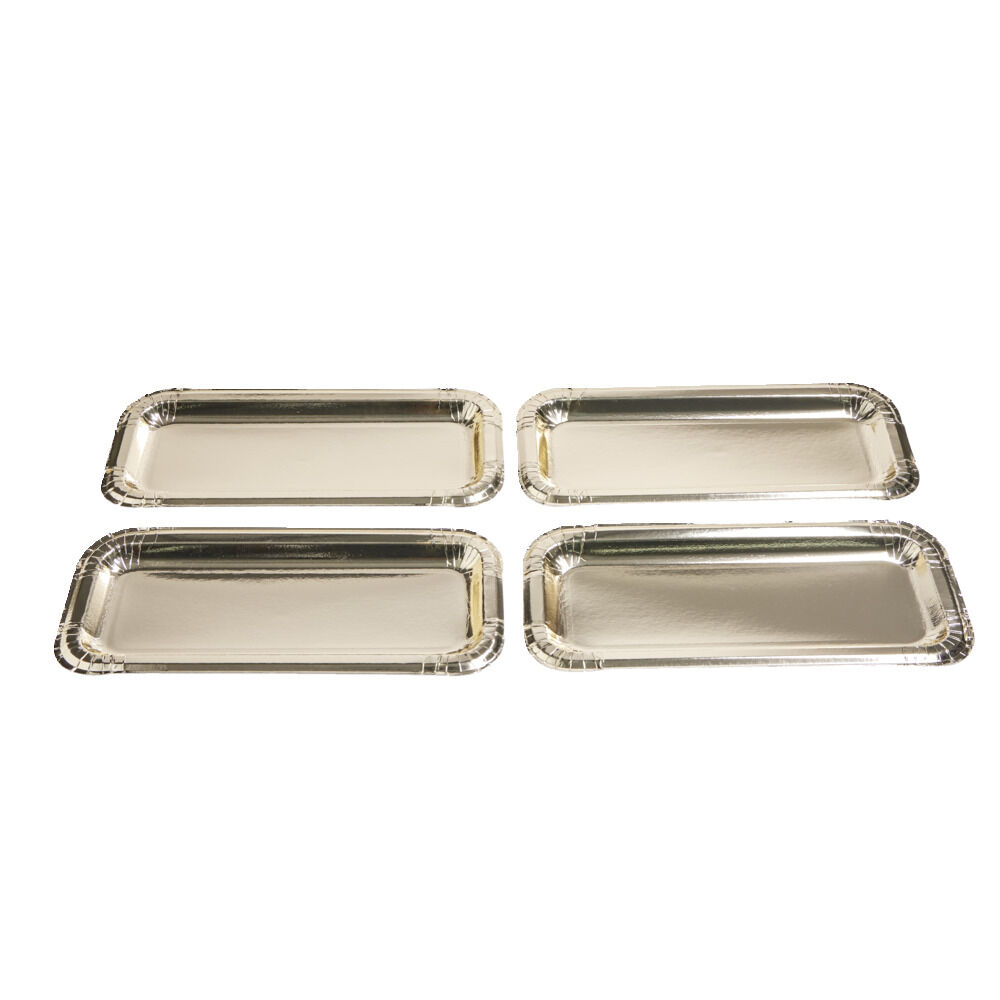 Plat à cake x4 en carton doré 15,5x34cm