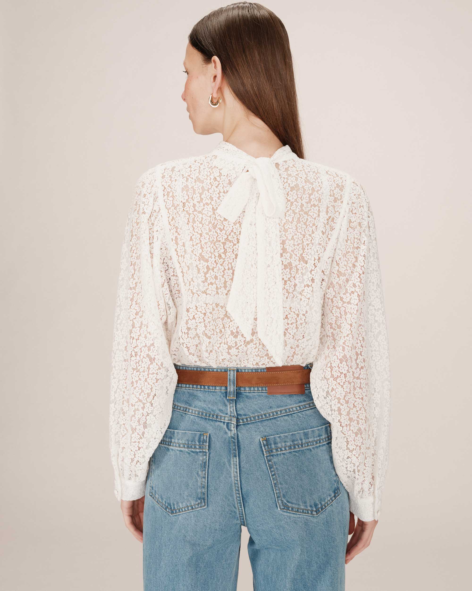 Blouse col lavallière ivoire Sicilia