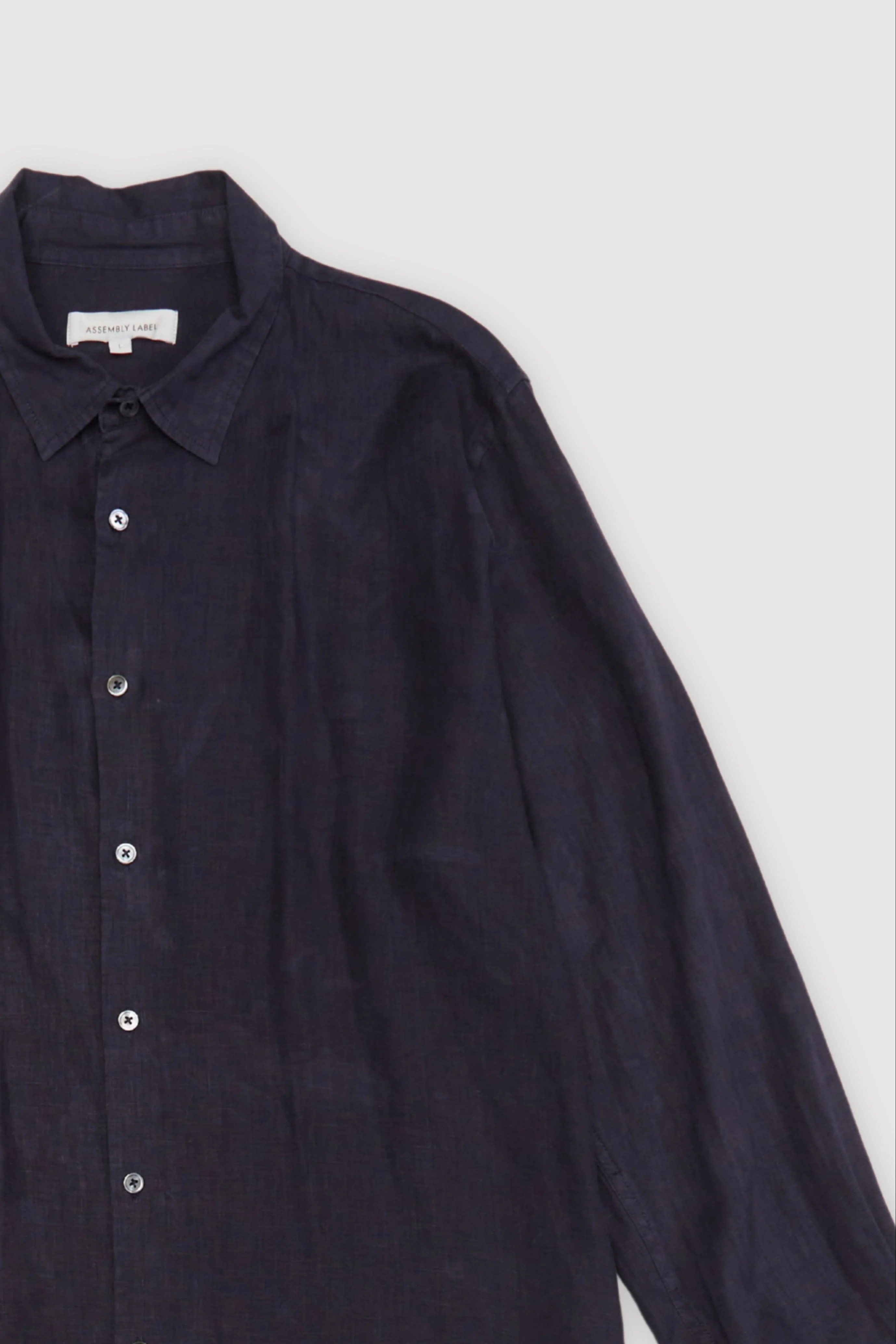 Re-Worn Mens Linen Textured Long Sleeve Shirt