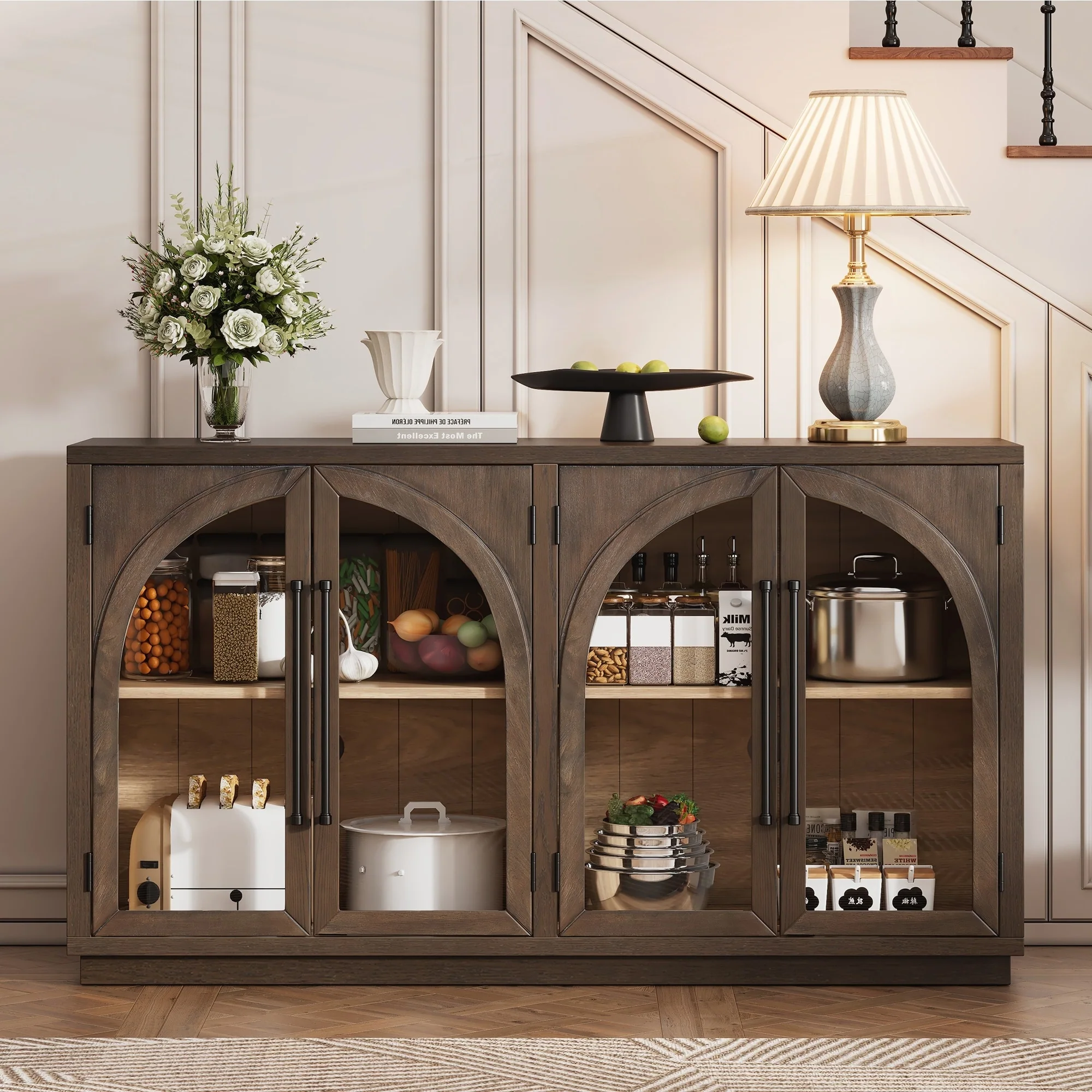 4-Door Large Storage Sideboard Buffet Cabinet