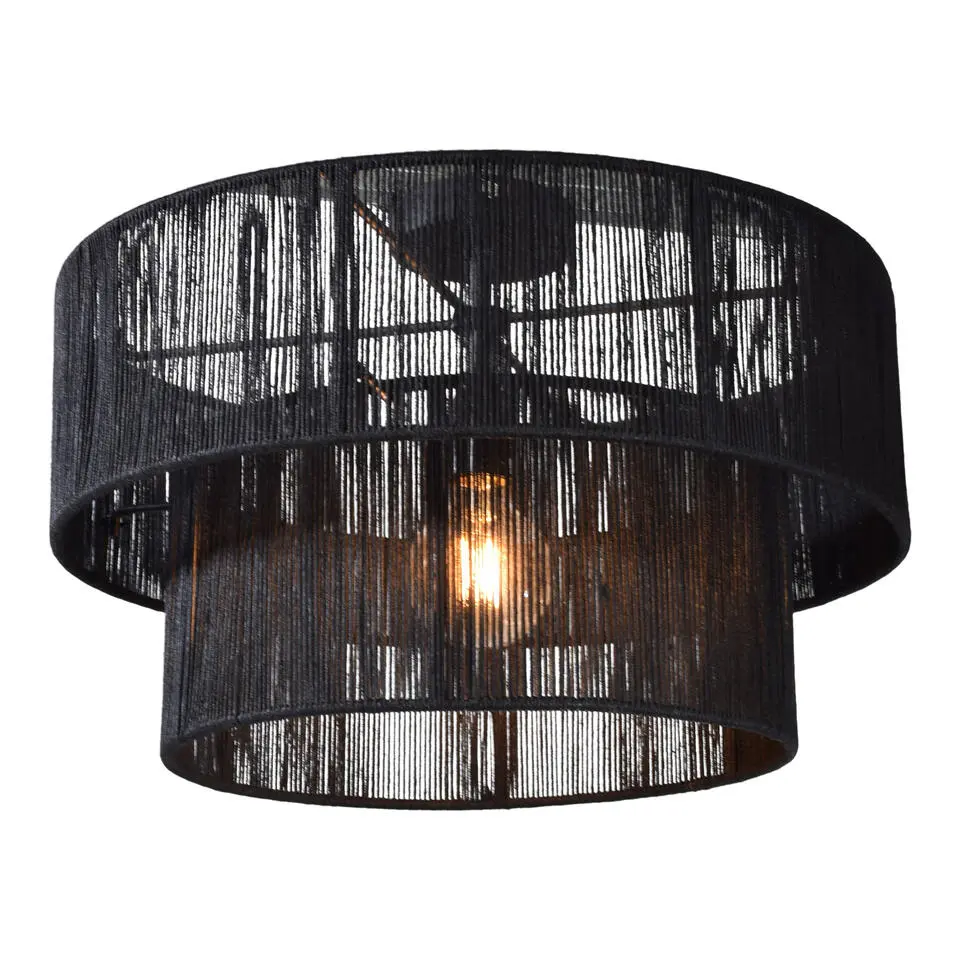 Urban Interiors - Plafondlamp - Diro zwart Jute - &Oslash;45
