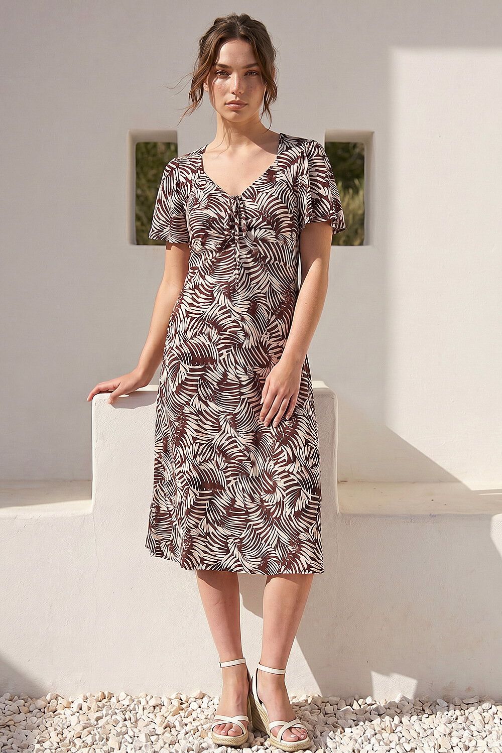 Roman Petite Abstract Print Stretch Midi Dress