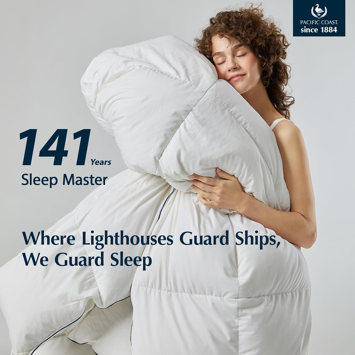 Pacific Coast Goose Feather Down Fiber Comforters King Size, Extra Fluffy White Duvet Insert, Ultra-Soft, Breathable, All Season Hotel Luxury Bedding Comforters, 8 Corner & Center Loops (106x90)