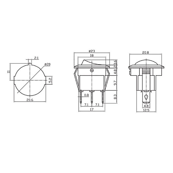Interrupteur Rond Encastrable 6,5A NOIR - SILAMP