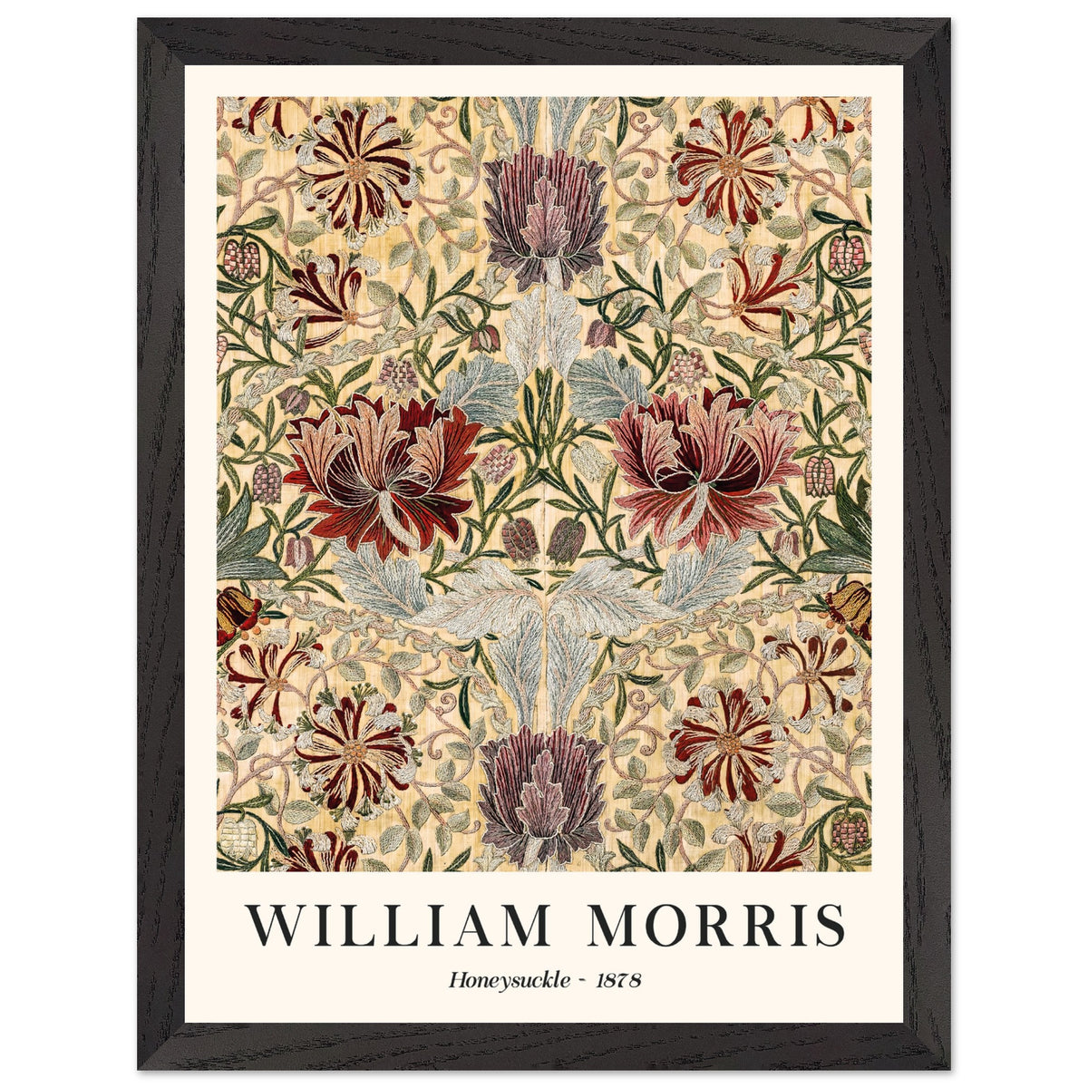 Artfulprints Poster met Lijst William Morris - Honeysuckle III 1886  - 30x40 cm - Meerkleurig