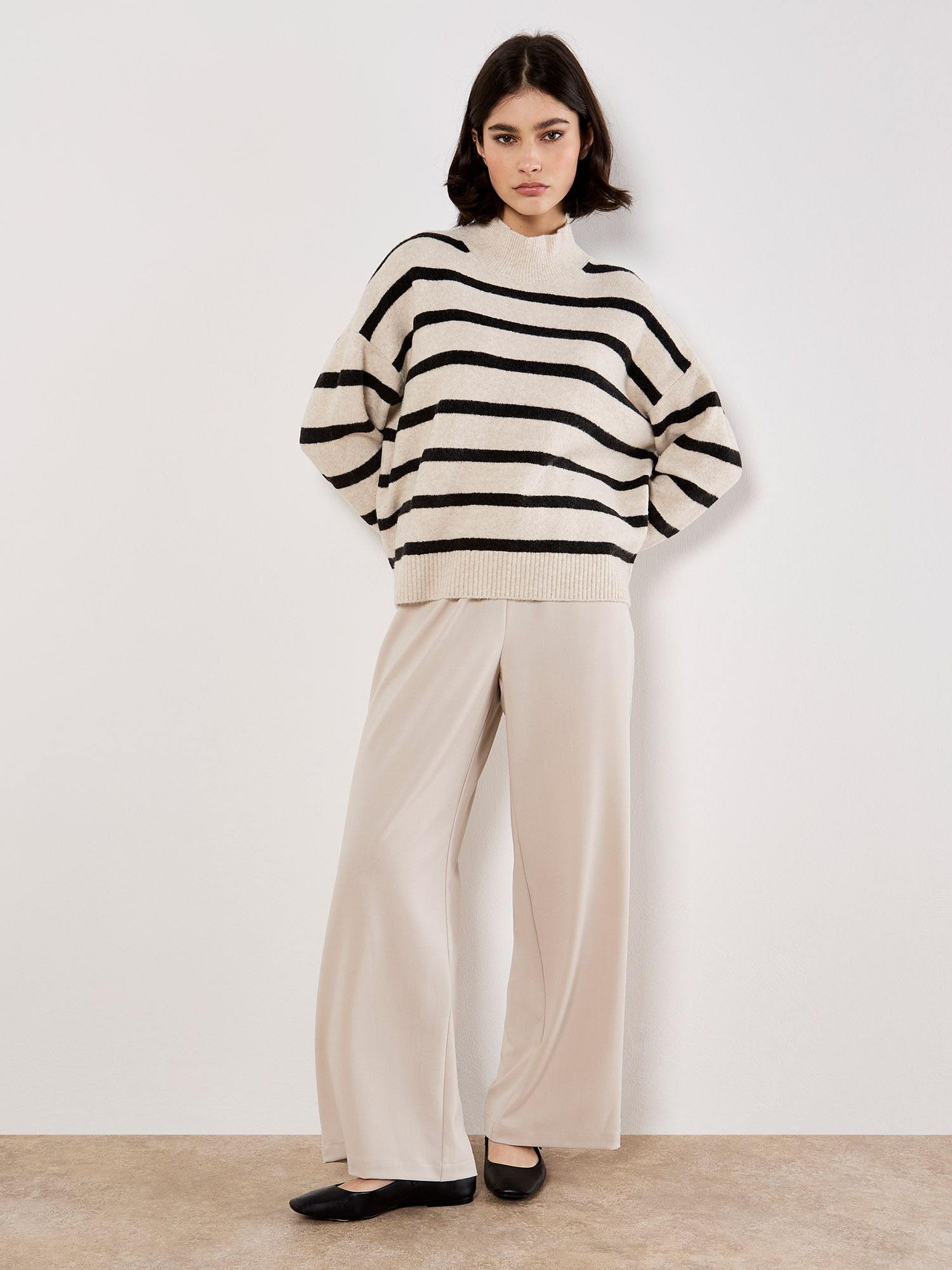Apricot Oversized Stripe Fluffy Jumper