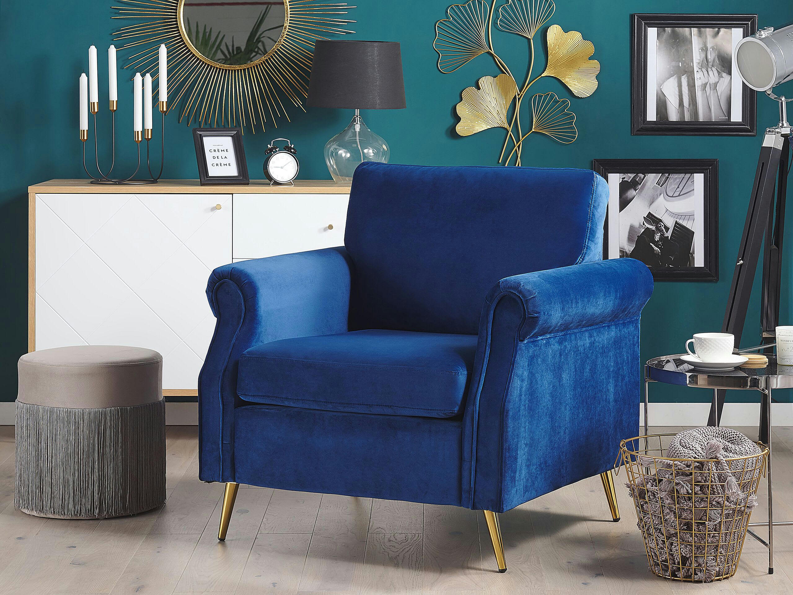 VIETAS - Fauteuil en velours bleu cobalt