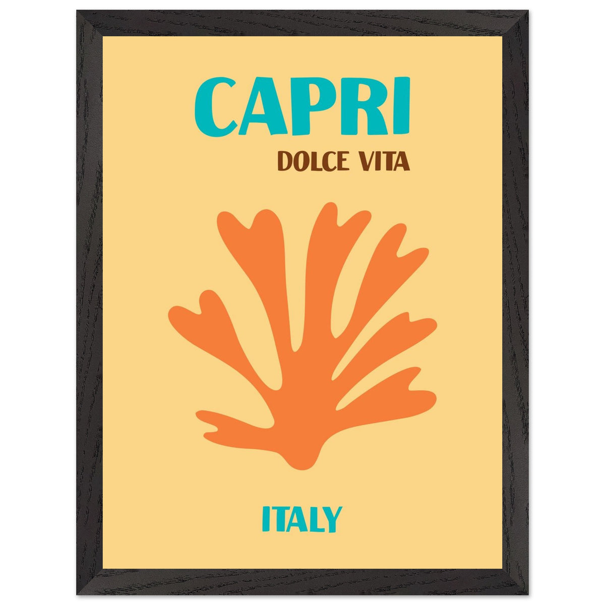 Artfulprints Poster met Lijst Italië - Capri  - 30x40 cm - Oranje
