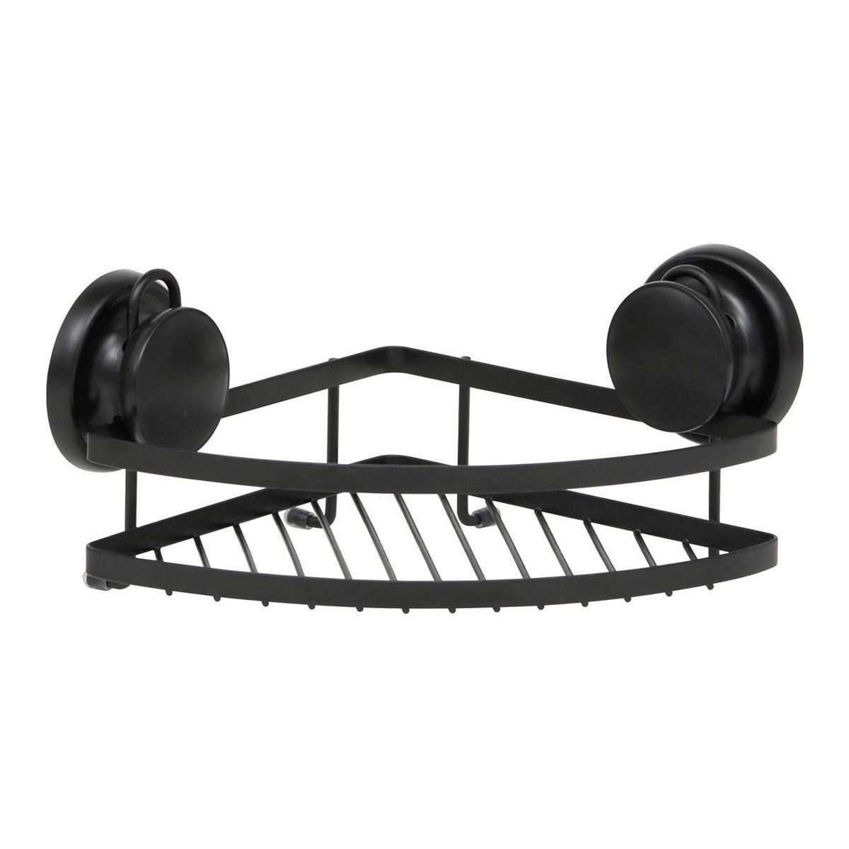 Suporte preto de canto em metal com ventosas