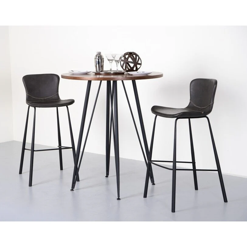 Set of Two Vintage Stitch Gray Bar Stools