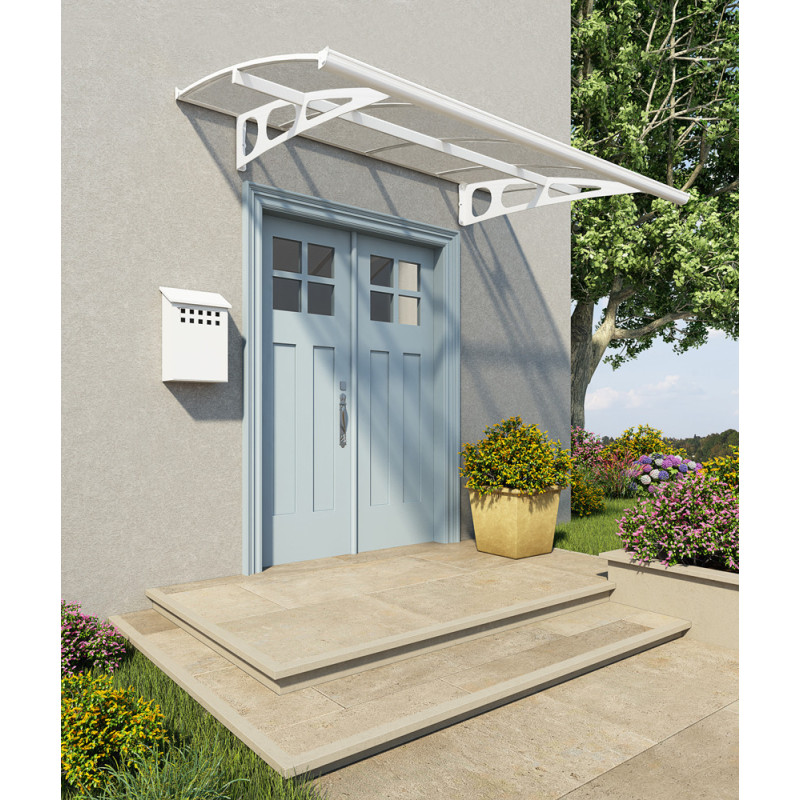 Marquise de porte Bordeaux blanche 223,5 x 140 cm CANOPIA