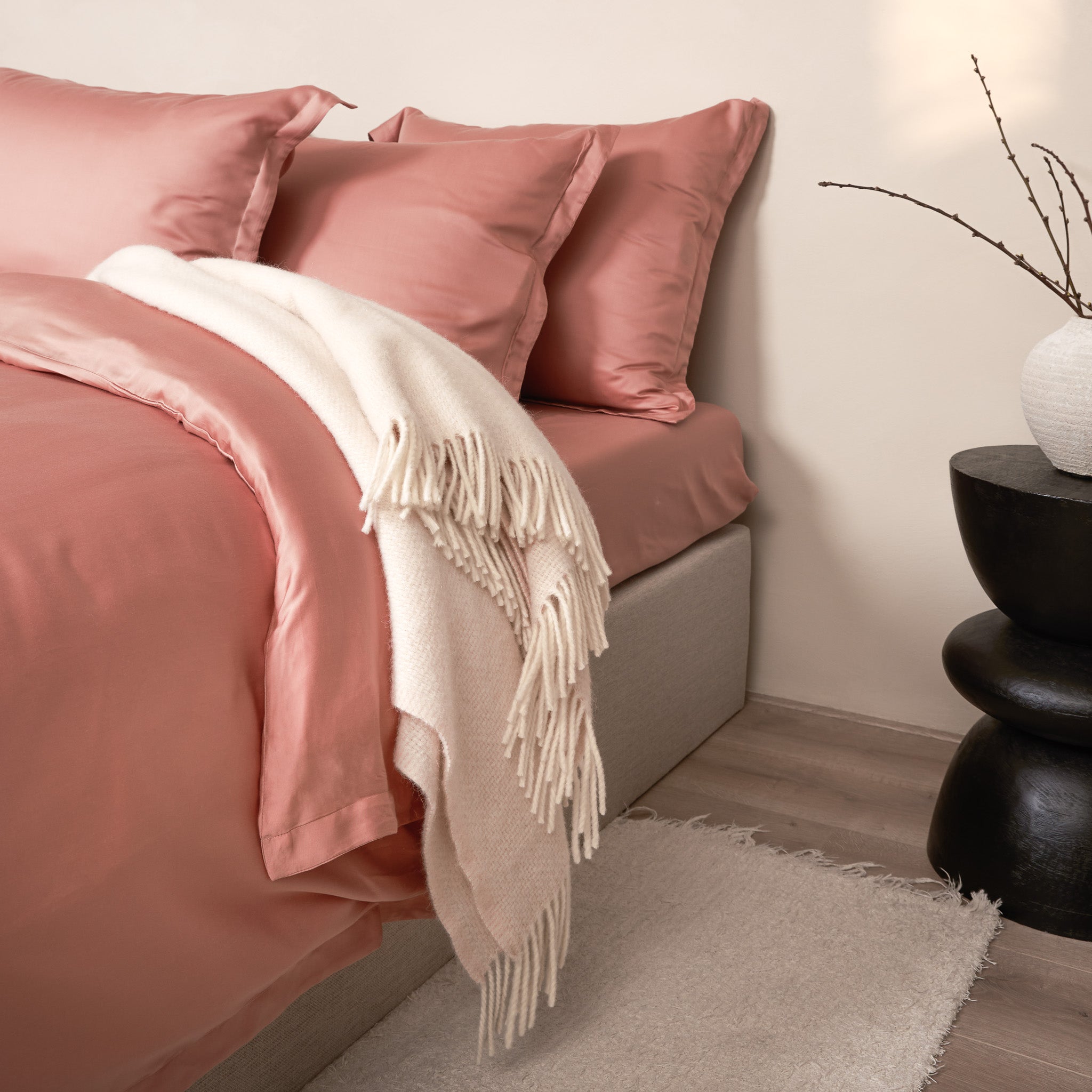 Coco & Cici - Tencel Sateen Dekbedovertrek 260 x 220 cm - 2 Persoons Beddengoed - Terra Roze - Lyocell - Hypoallergeen & Extra Zacht - 2 Kussenslopen