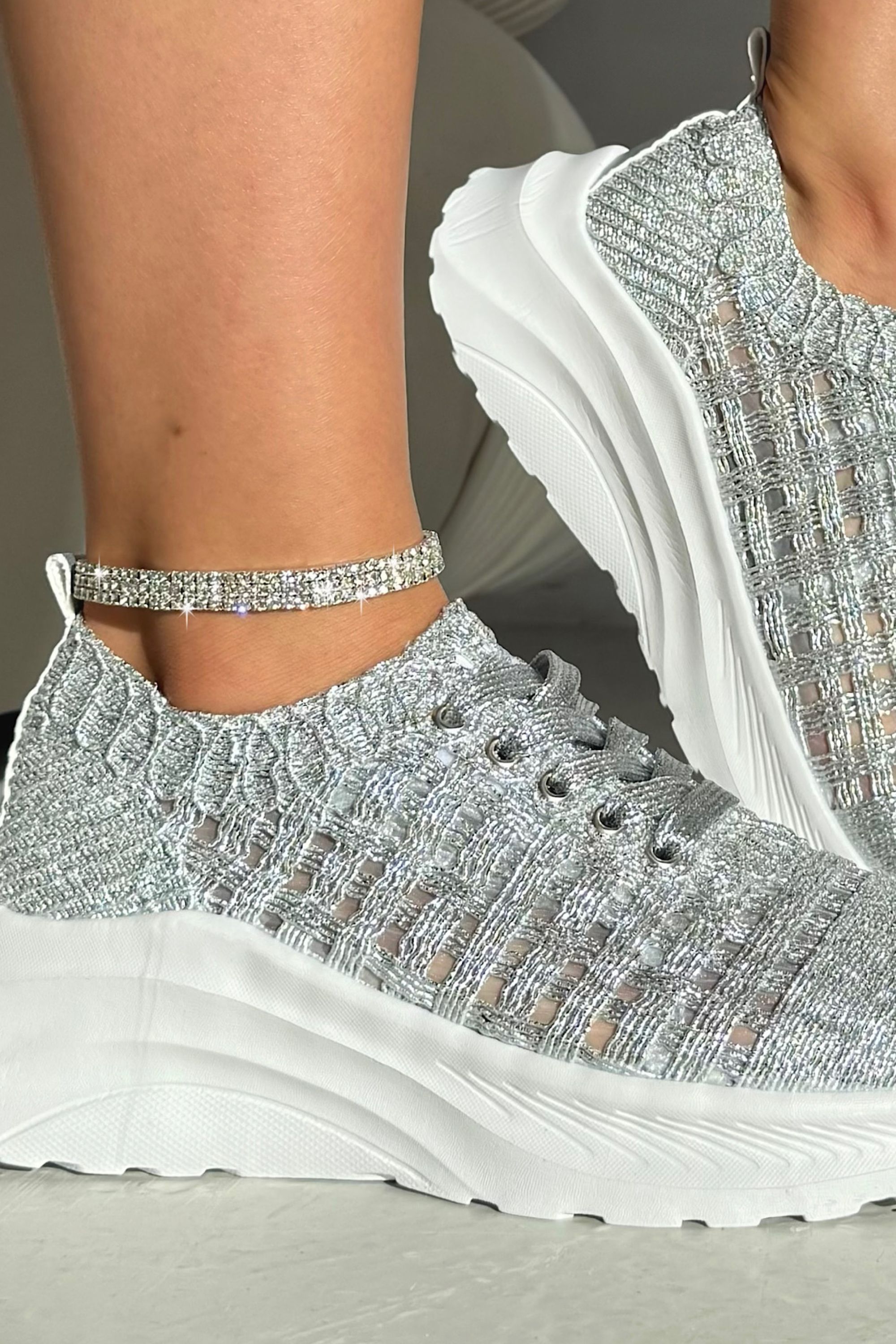 Love Lemonade Flex Cloud Knit Mesh Lace-Up Chunky Trainers
