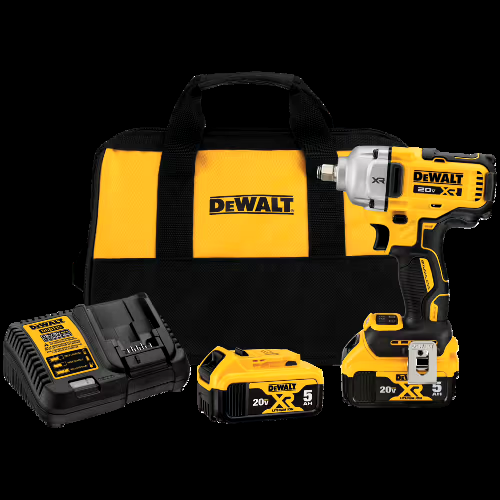 DEWALT DCF891P2 20V MAX* XR® Cordless 1/2-in Mid-Range Impact Wrench Kit with Hog Ring Anvil