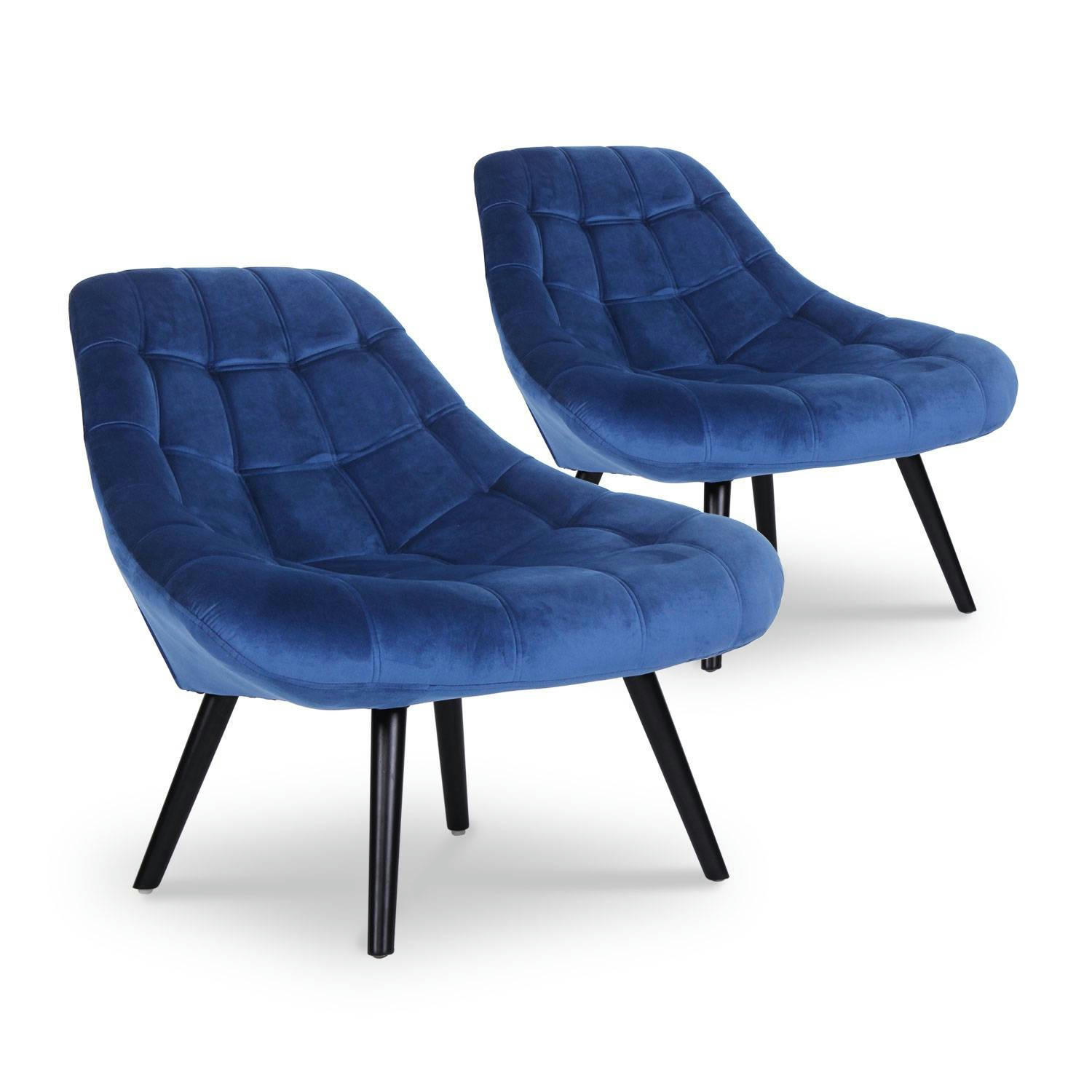 DANIOS - Lot de 2 fauteuils velours bleu