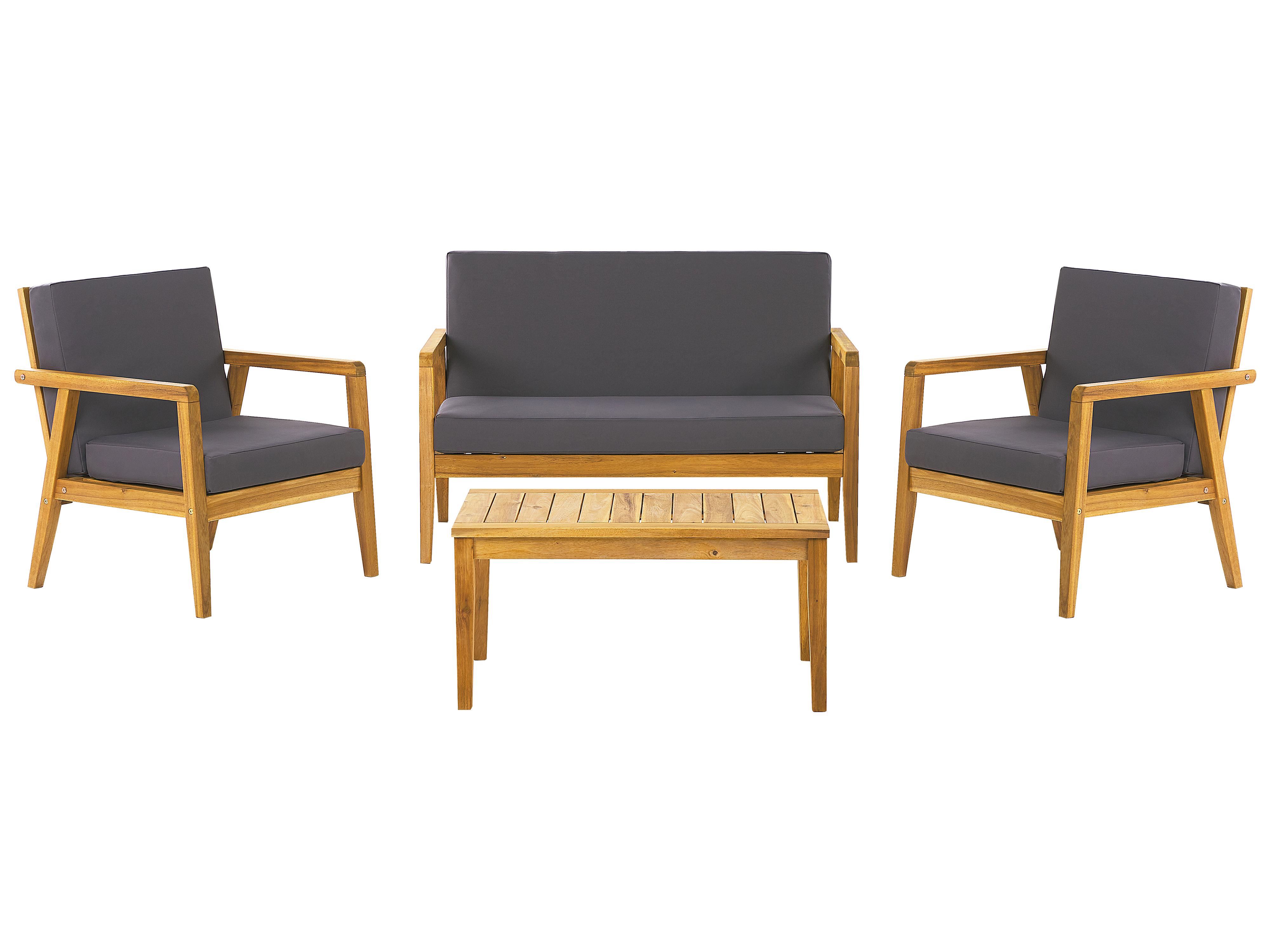 Garden Lounge Set with Table 4 Seater PALLANO Acacia Wood Dark Grey