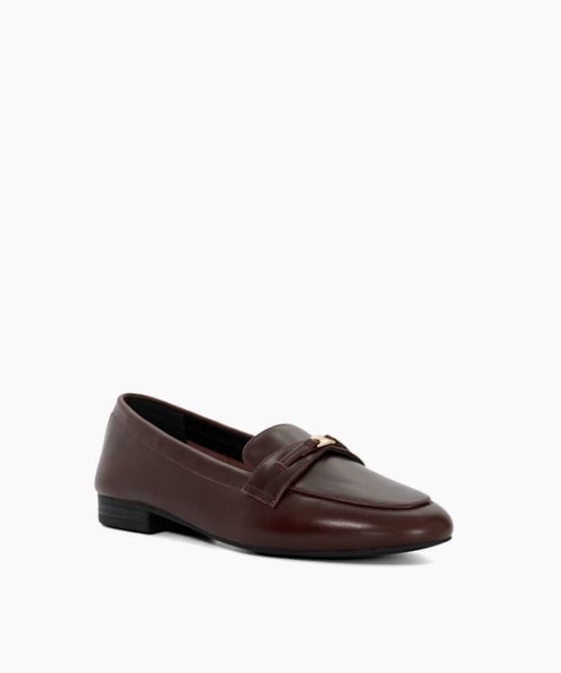 Glight Brown - Leather Logo-Plaque Loafers