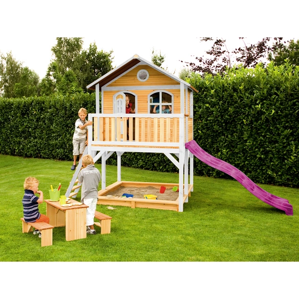 Kinderspielhaus »Marc«, BxHxT: 432 x 293 x 212 cm, Holz, braun/weiß/lila