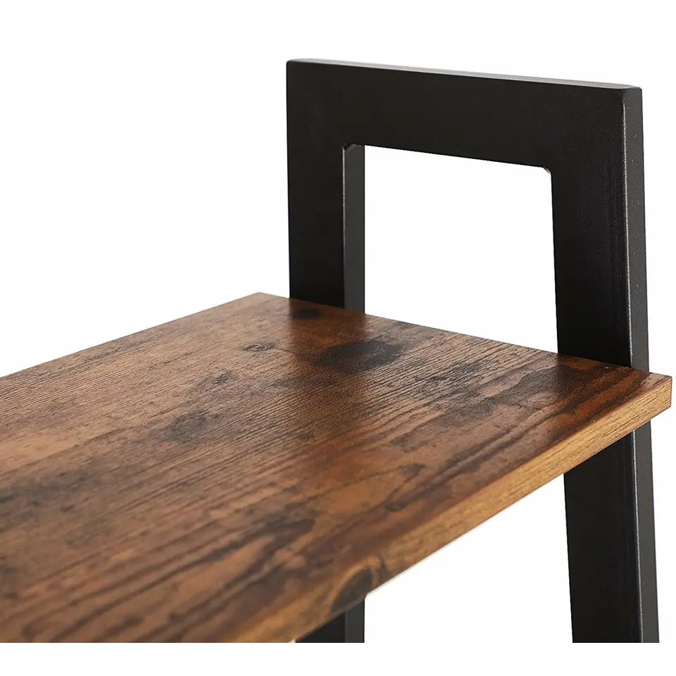 Dok Home - Boekenkast - 4 Niveaus - Stalen frame - Vintage - Zwart/Bruin