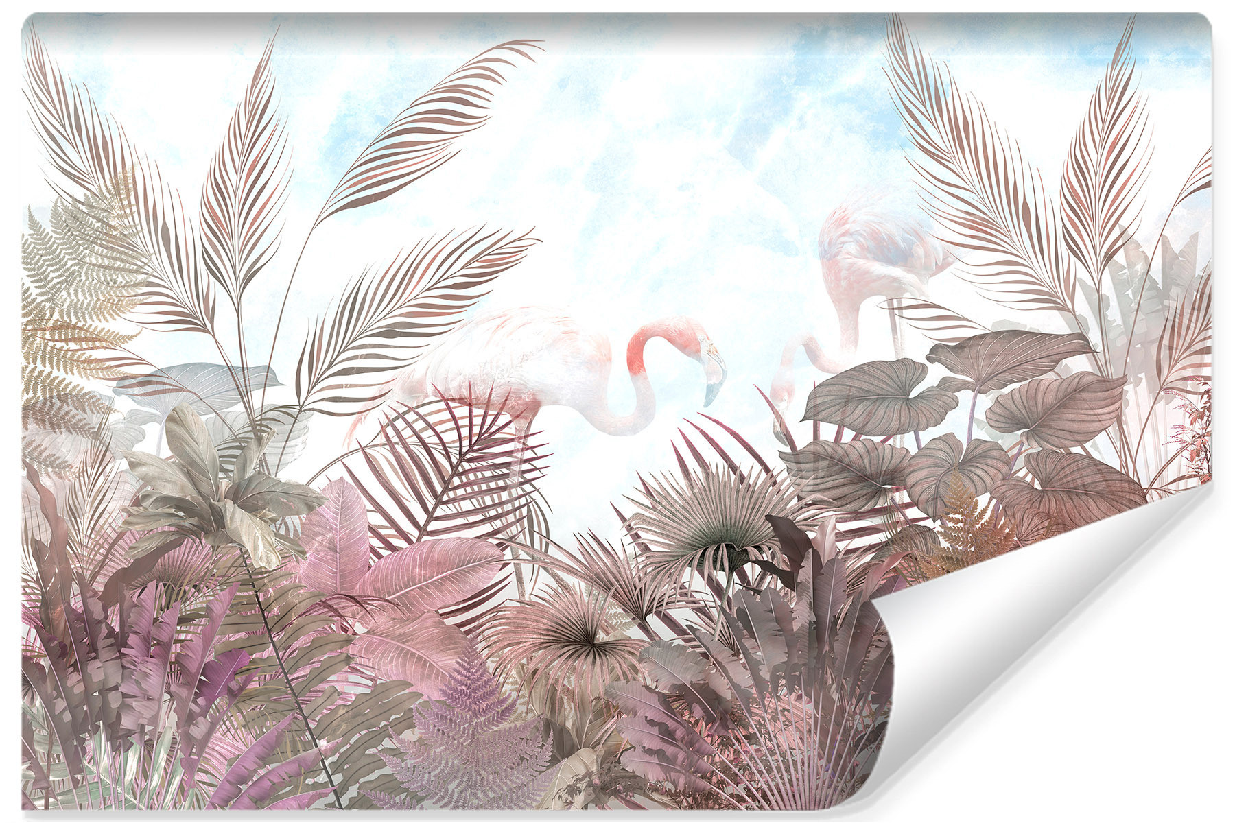 Fototapeta Flamingi ROŚLINY Natura Niebo 90x60cm