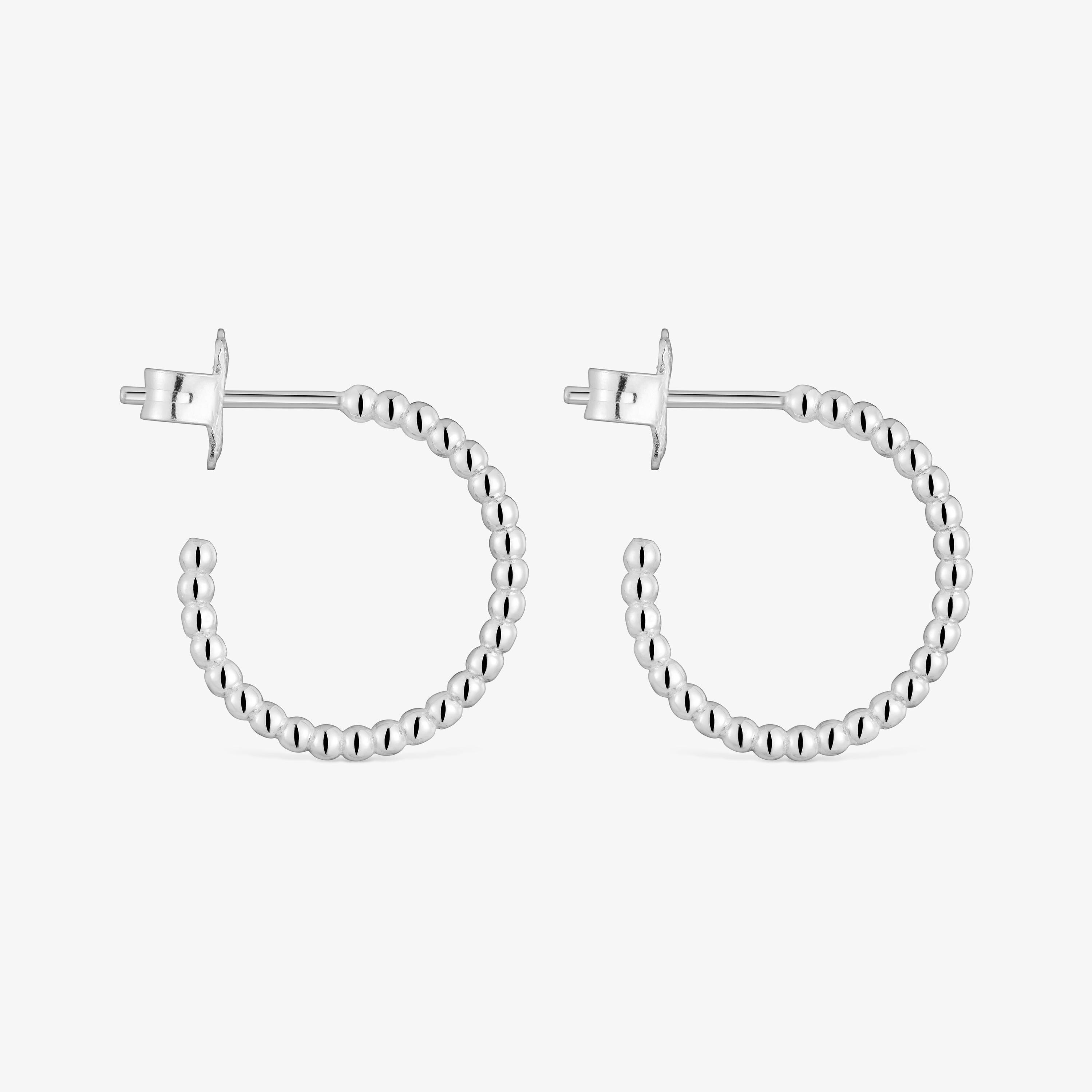 Pendientes aro cortos bolas de plata 15 mm Basicos