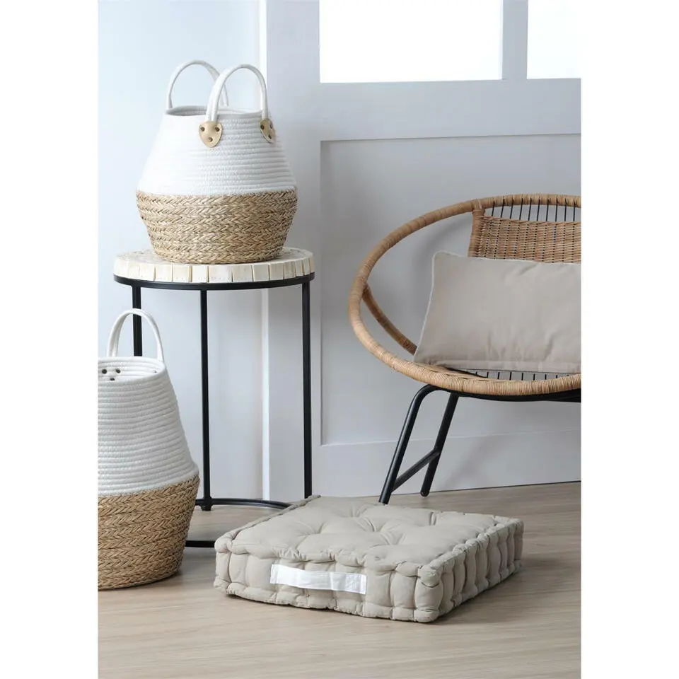 Stof Textile Vloerkussen DUO - lichtbeige - 45 x 45 x 10 cm