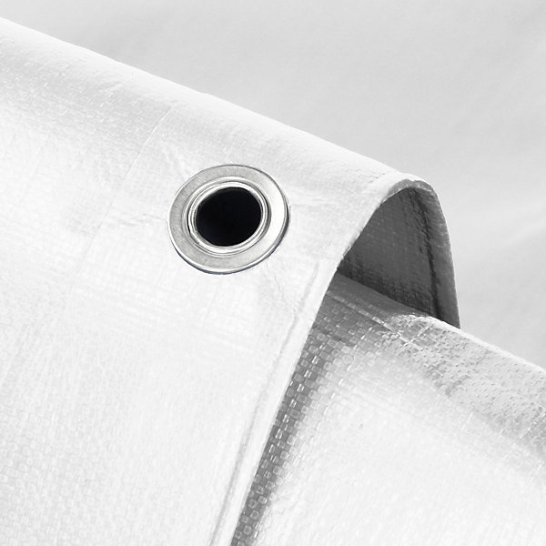 Bâche de couverture étanche protection en PE avec oeillets 8x12 m 260g/m² blanc