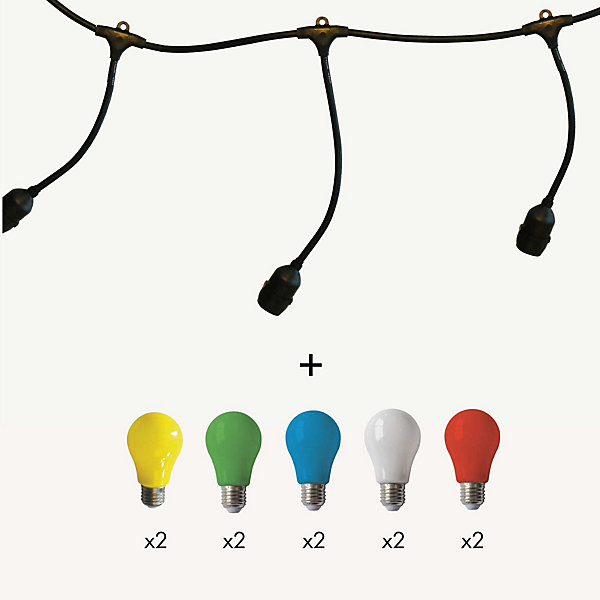 Guirlande guinguette Javanaise E27 - 5m prolongeable - Chromex
