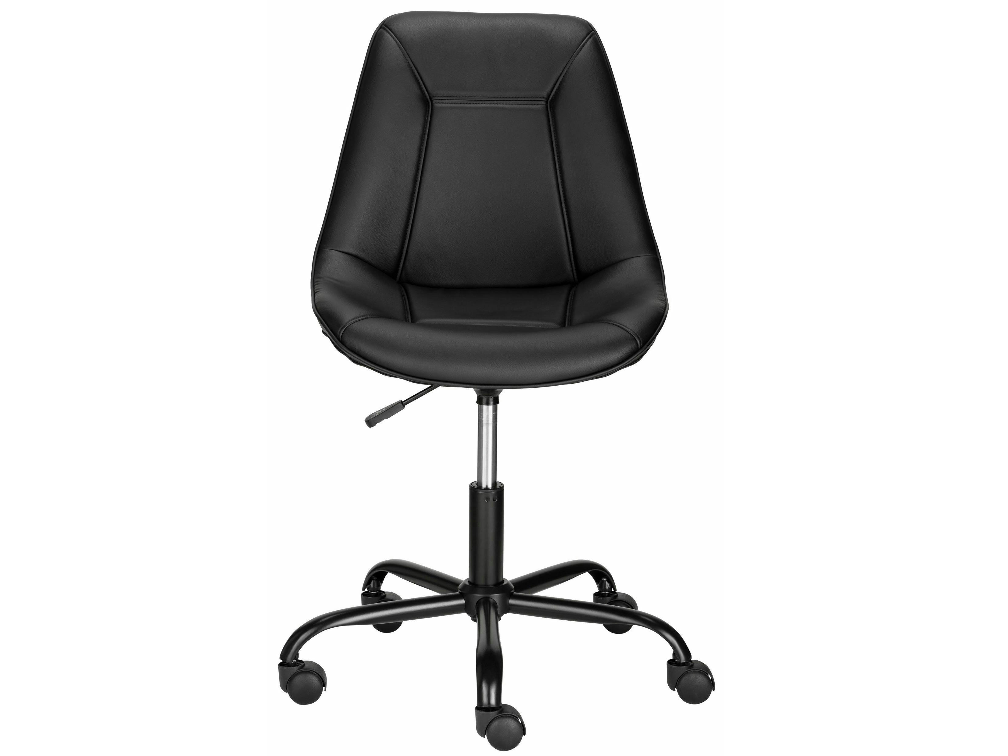 KENNY - Chaise de bureau rembourrée en PU noir